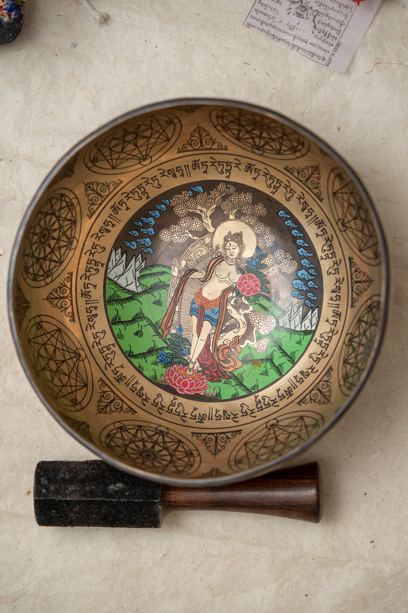 White Tara Singing Bowl for Meditation and Healing