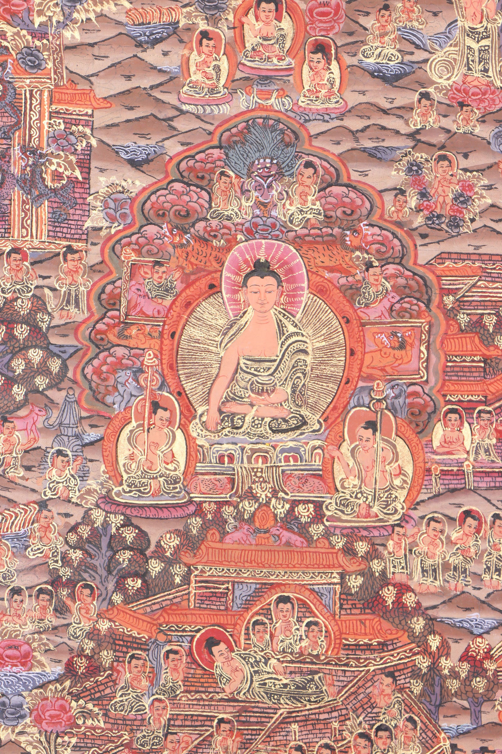 Buddha Life Thangka serves as an object of worship for reflection, inspiration, and devotion.
