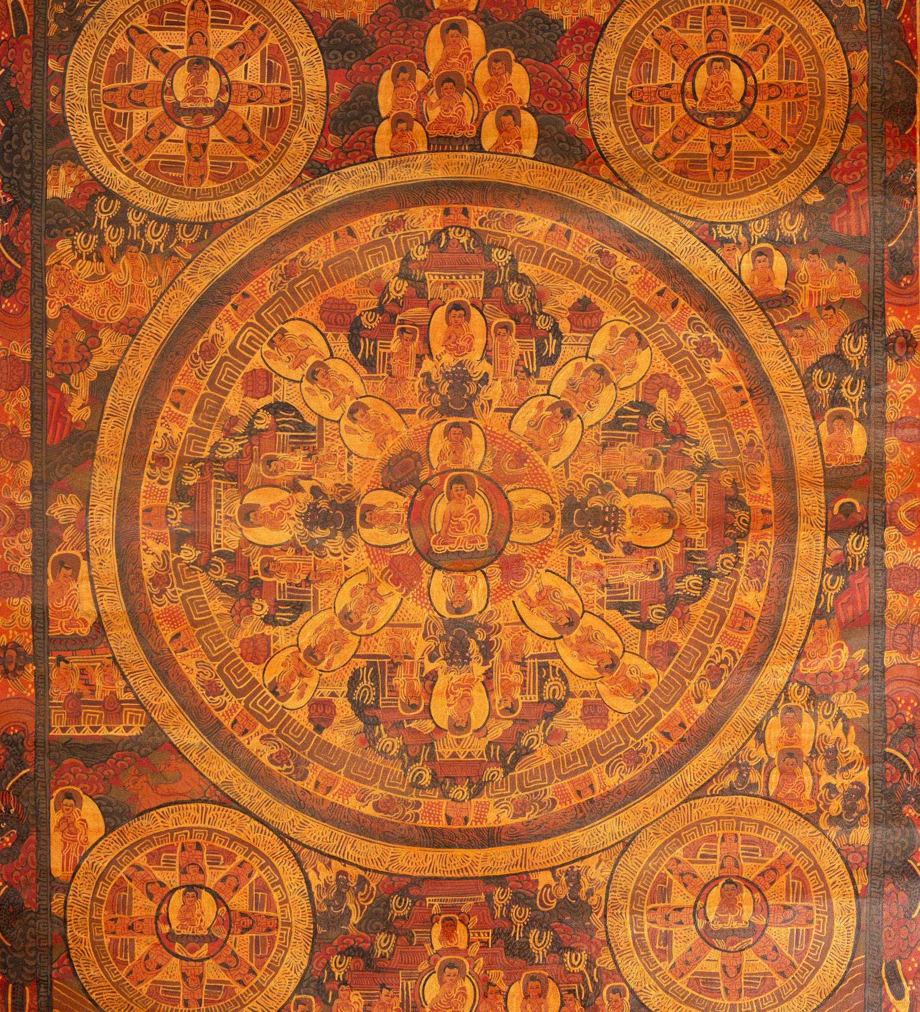 Antique Buddha Mandala - Sacred Handpainted Thangka
