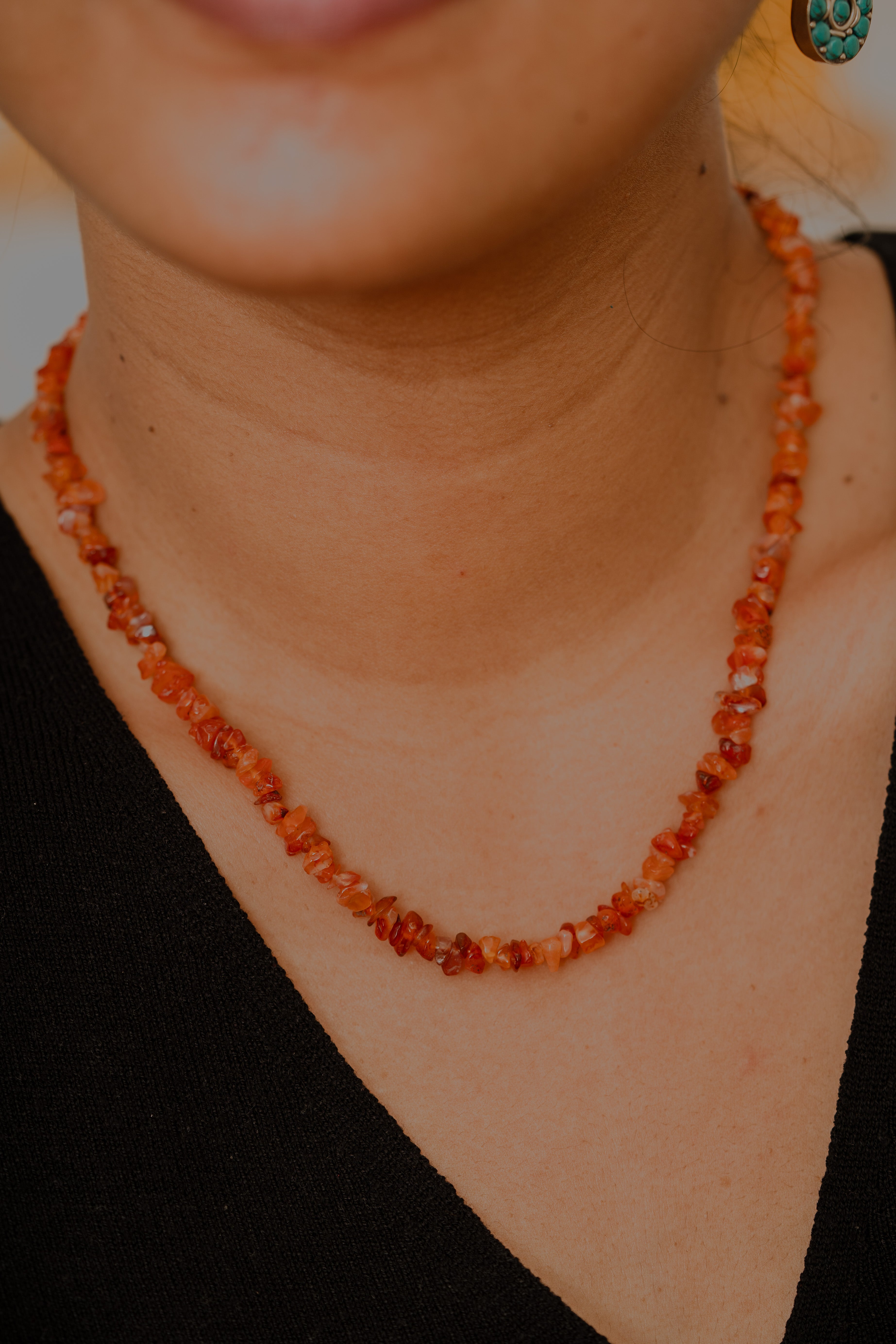 Carnelian crystal chips necklace