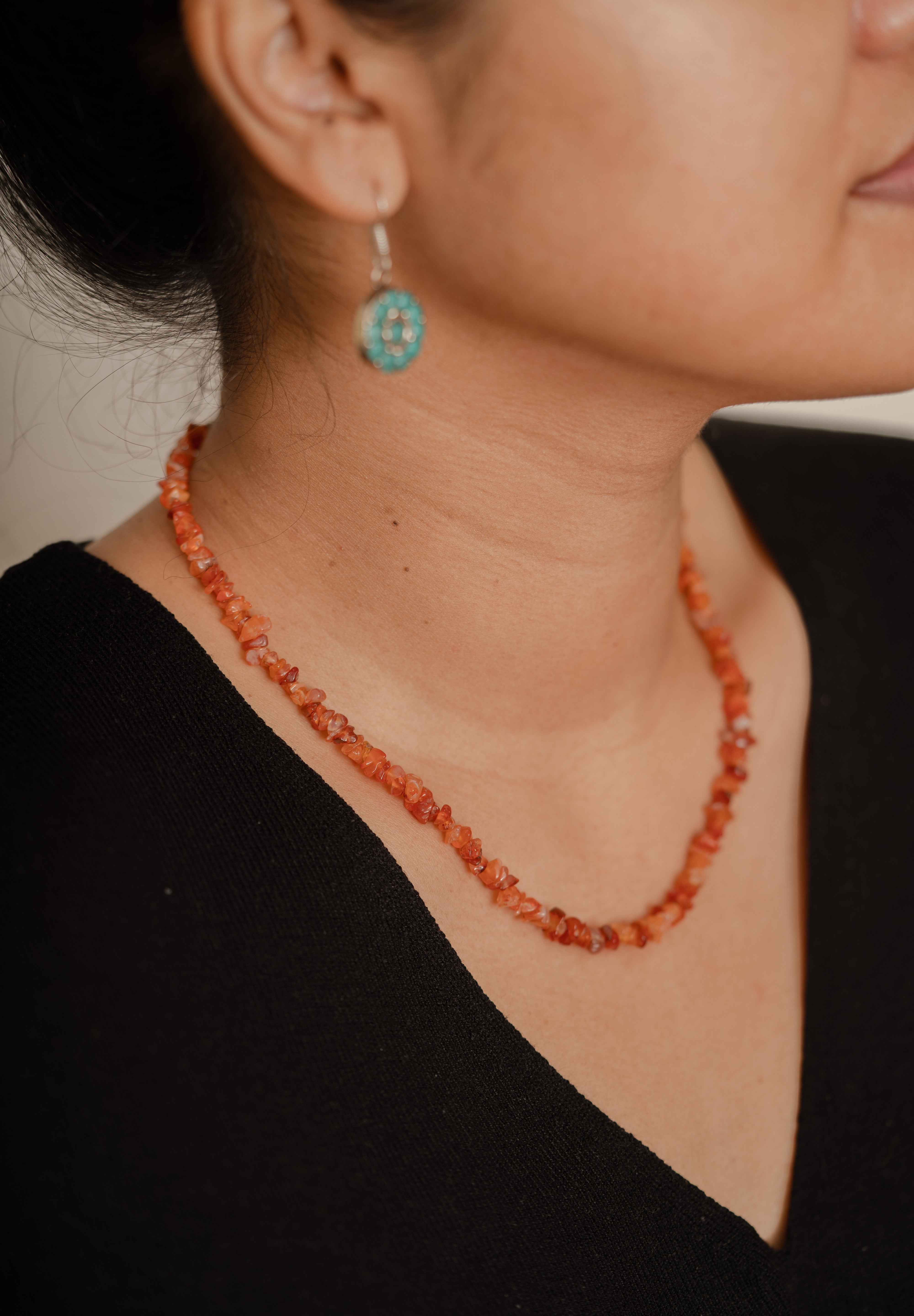 Carnelian crystal chips necklace
