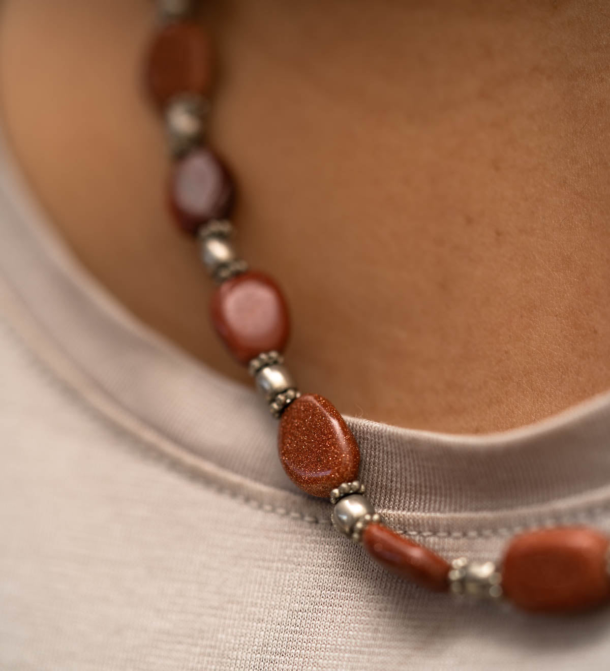 Goldstone Beaded Necklace