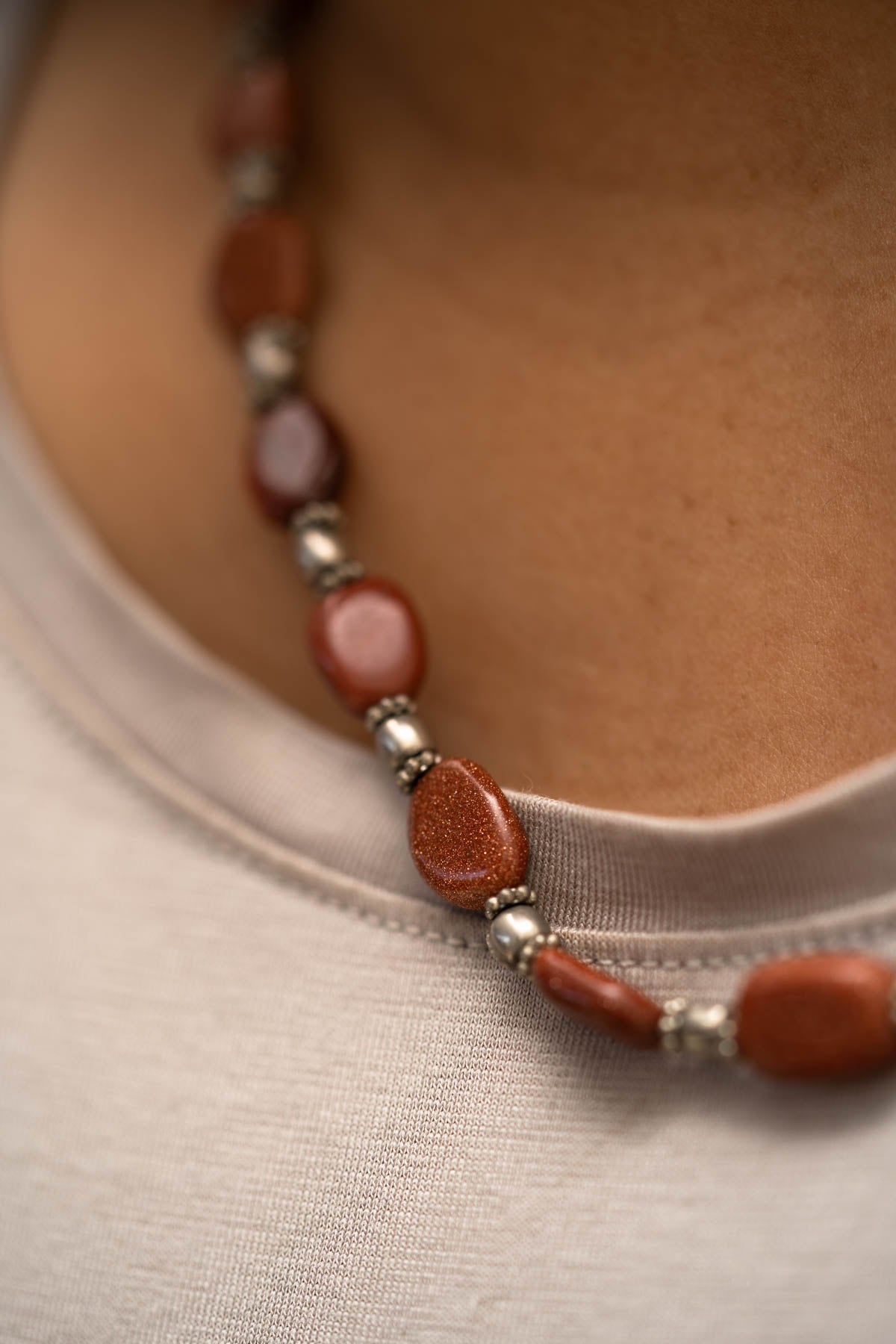 Goldstone Beaded Necklace