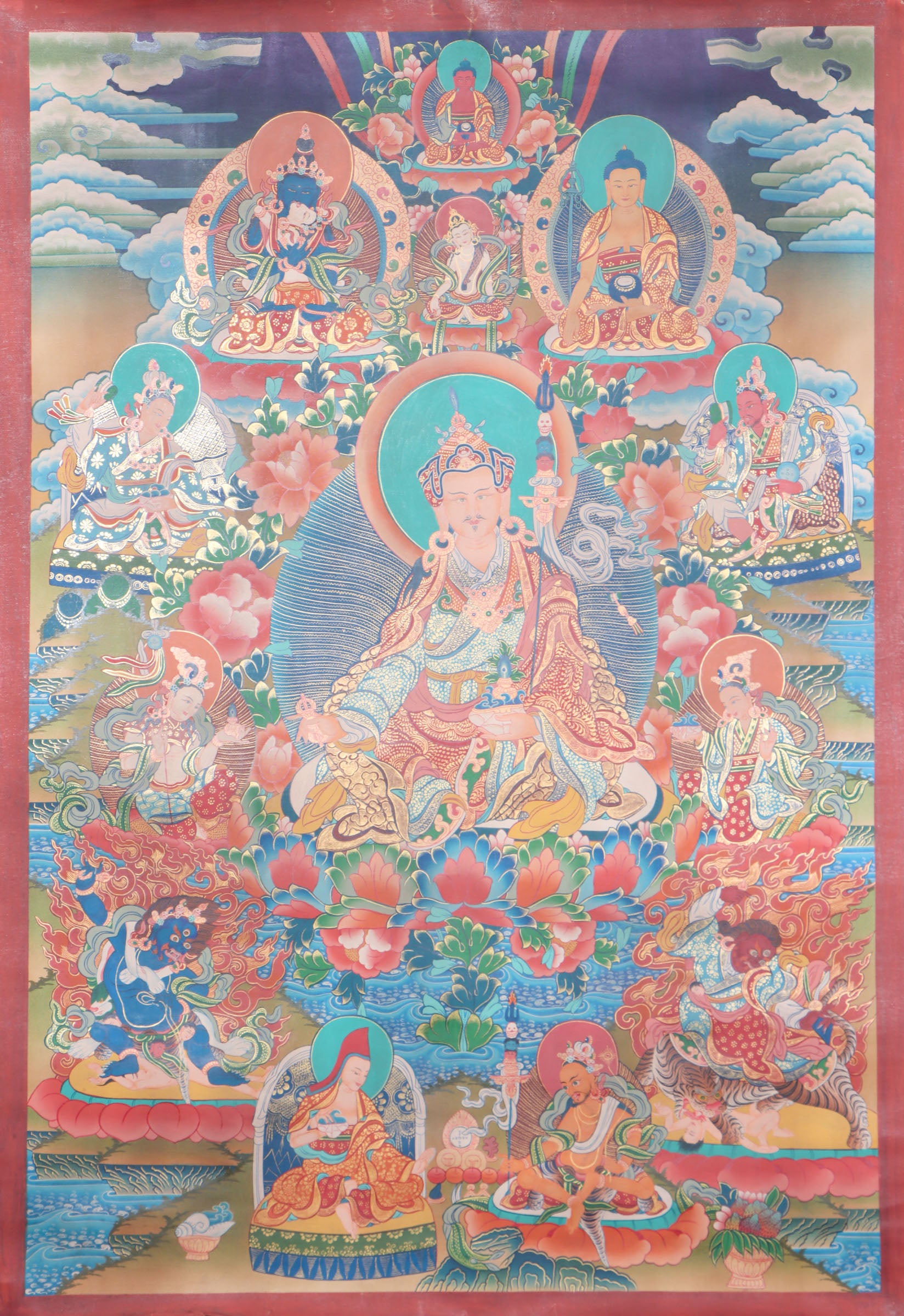 Guru Rinpoche Thangka for spiritual devotion, contemplation, and motivation.