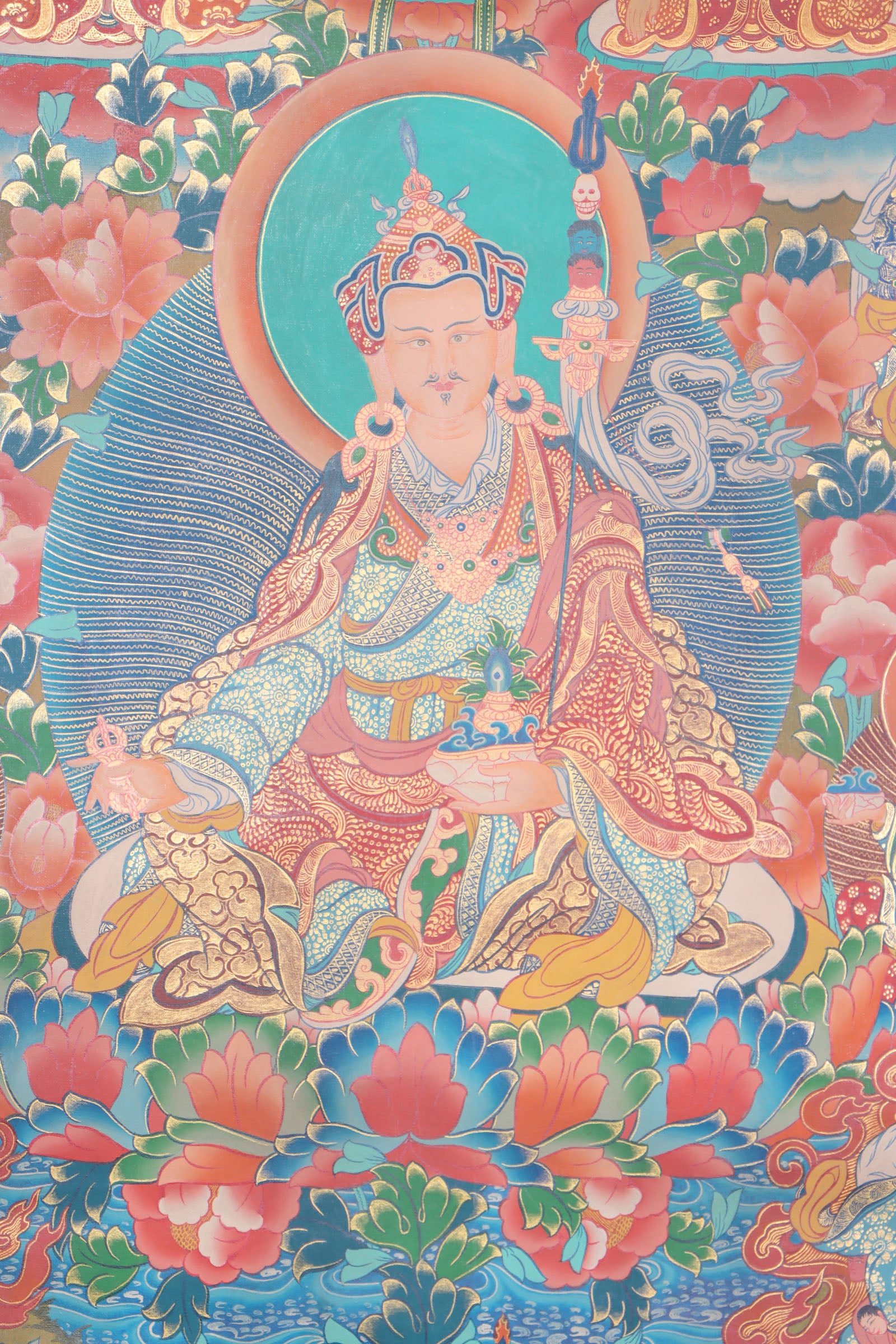 Guru Rinpoche Thangka for spiritual devotion, contemplation, and motivation.