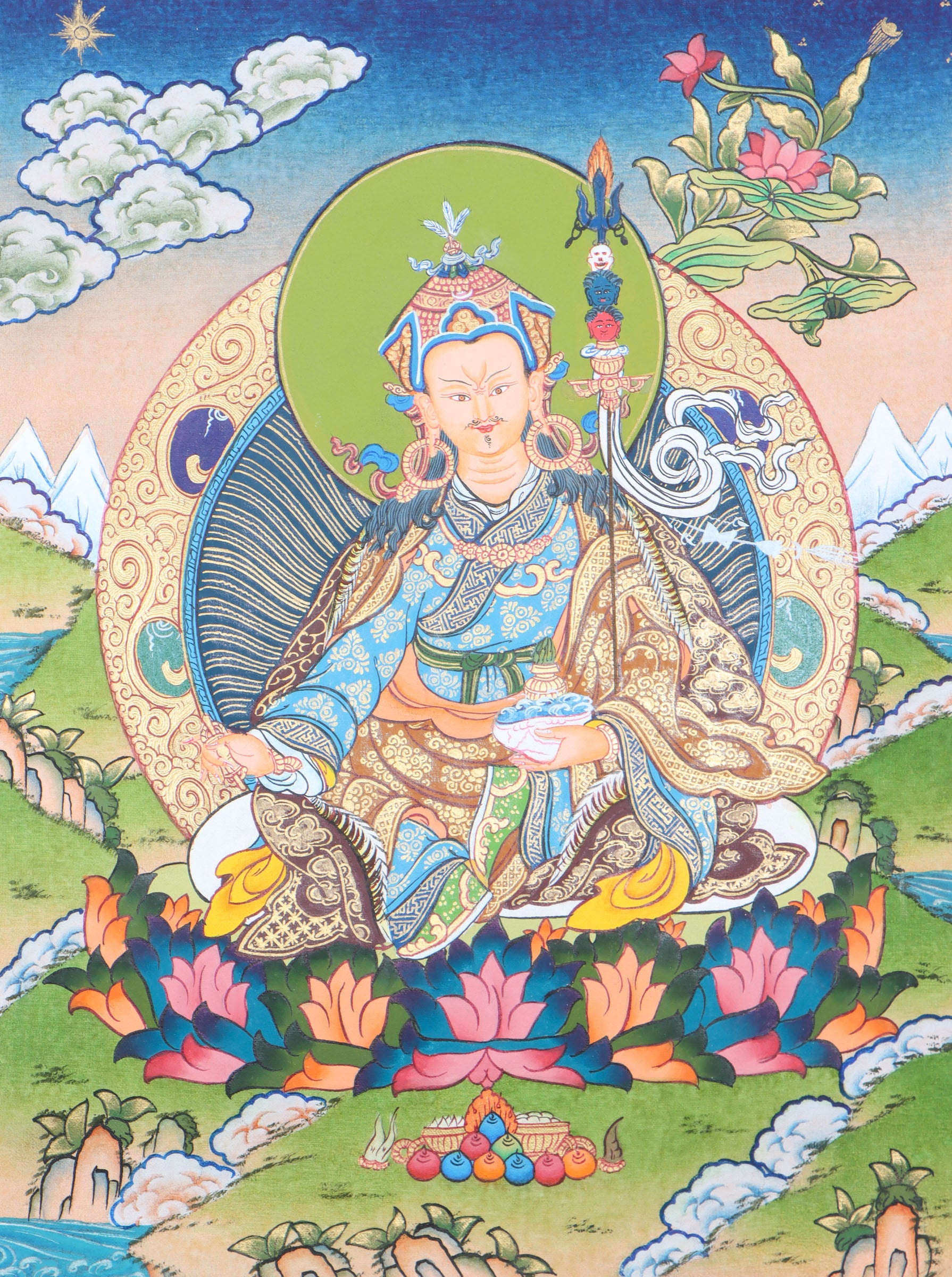 Guru thangka painting is a masterpiece that reflects the beauty and wisdom of the Himalayan culture.