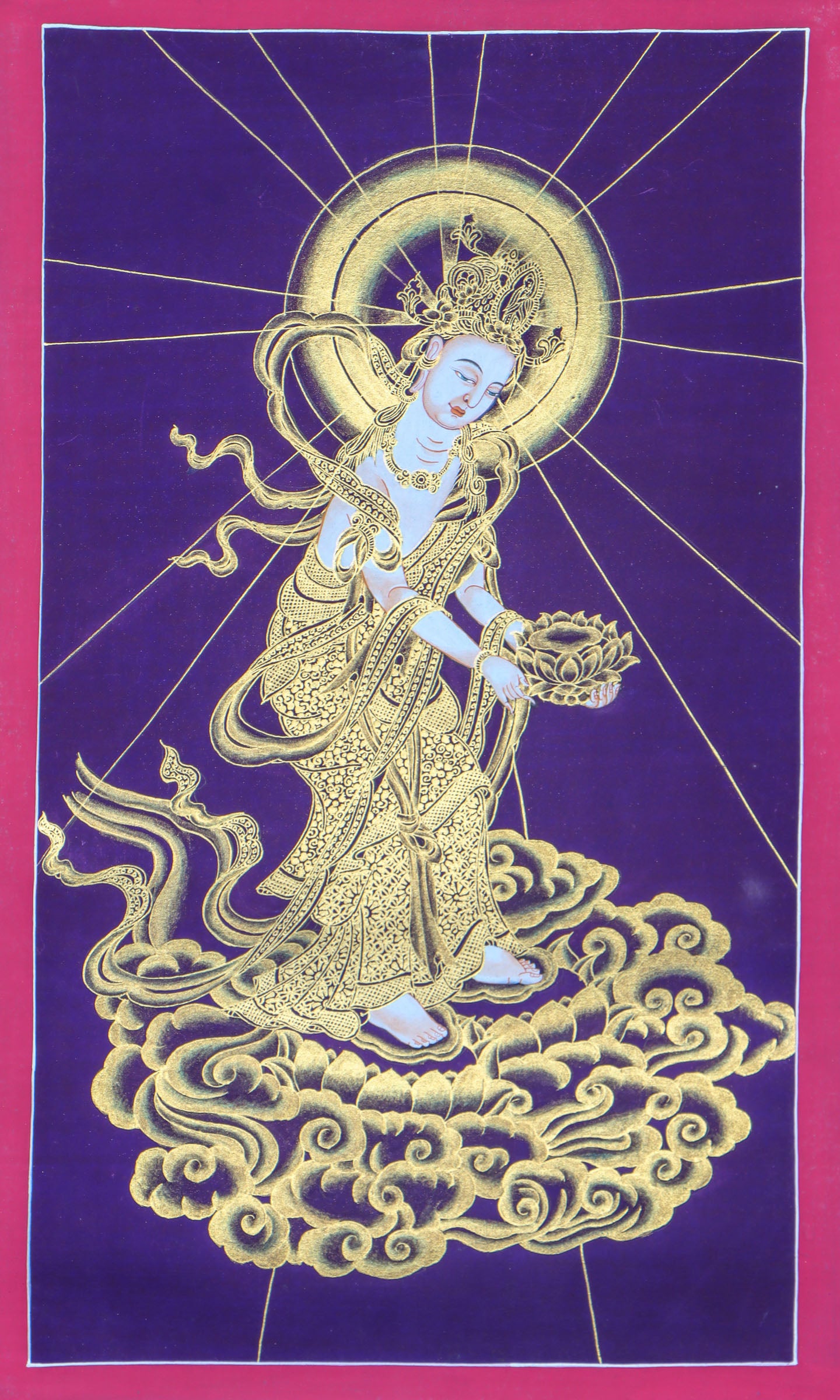 Japanese Buddha Thangka Painting - Handpainted Art