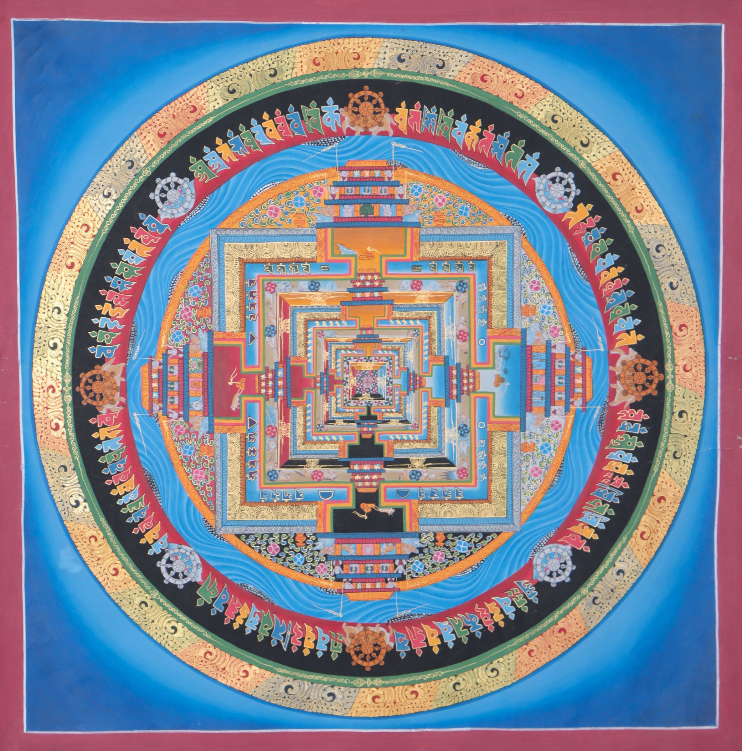 Kalachakra Mandala Thangka Painting for meditation and wall decor.