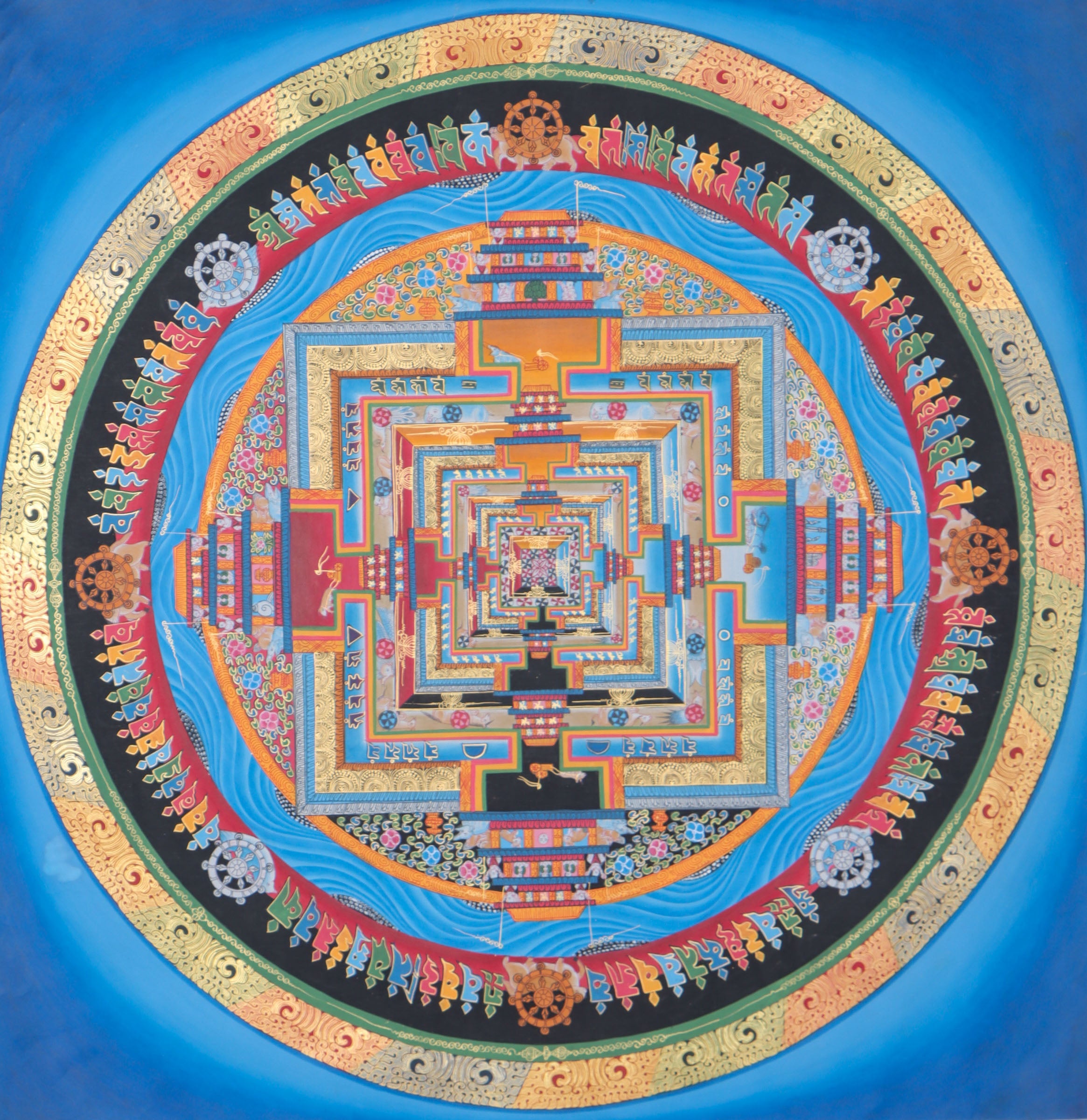 Kalachakra Mandala Thangka Painting for meditation and wall decor.