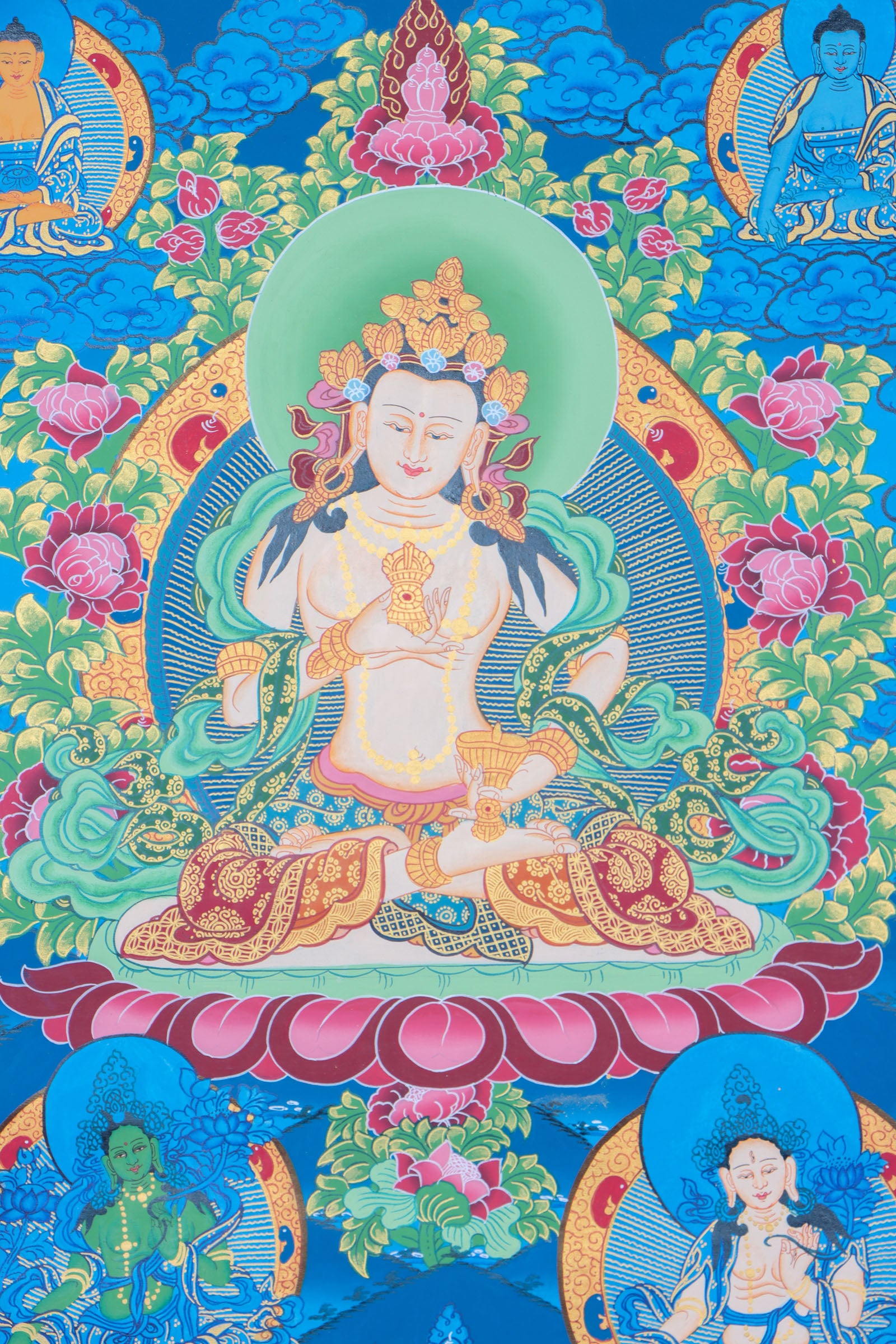 Bajrasattva Thangka for purifying negative karma, obscurations, and impure actions.