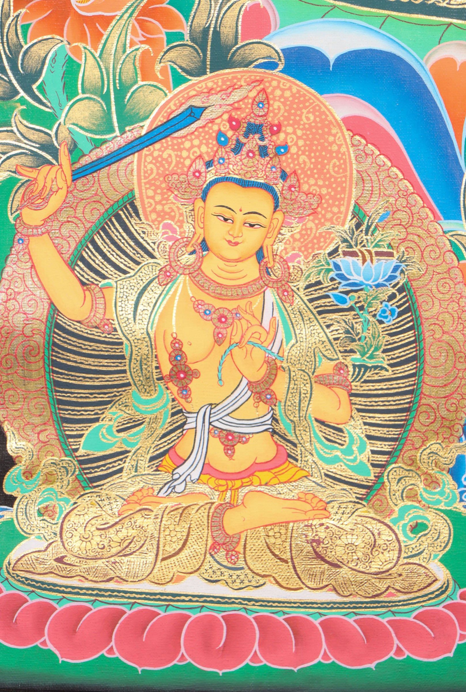 High Quality Chengresi with Mantra Thangka