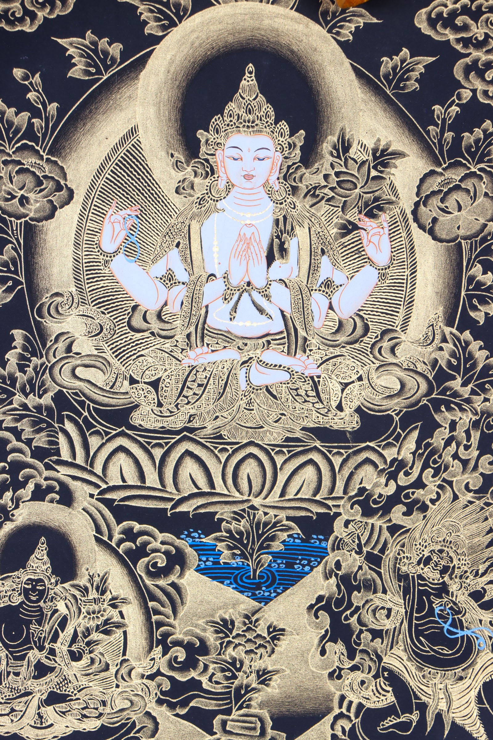 Chengresi Brocade Thangka Painting for wisdom and compassion.