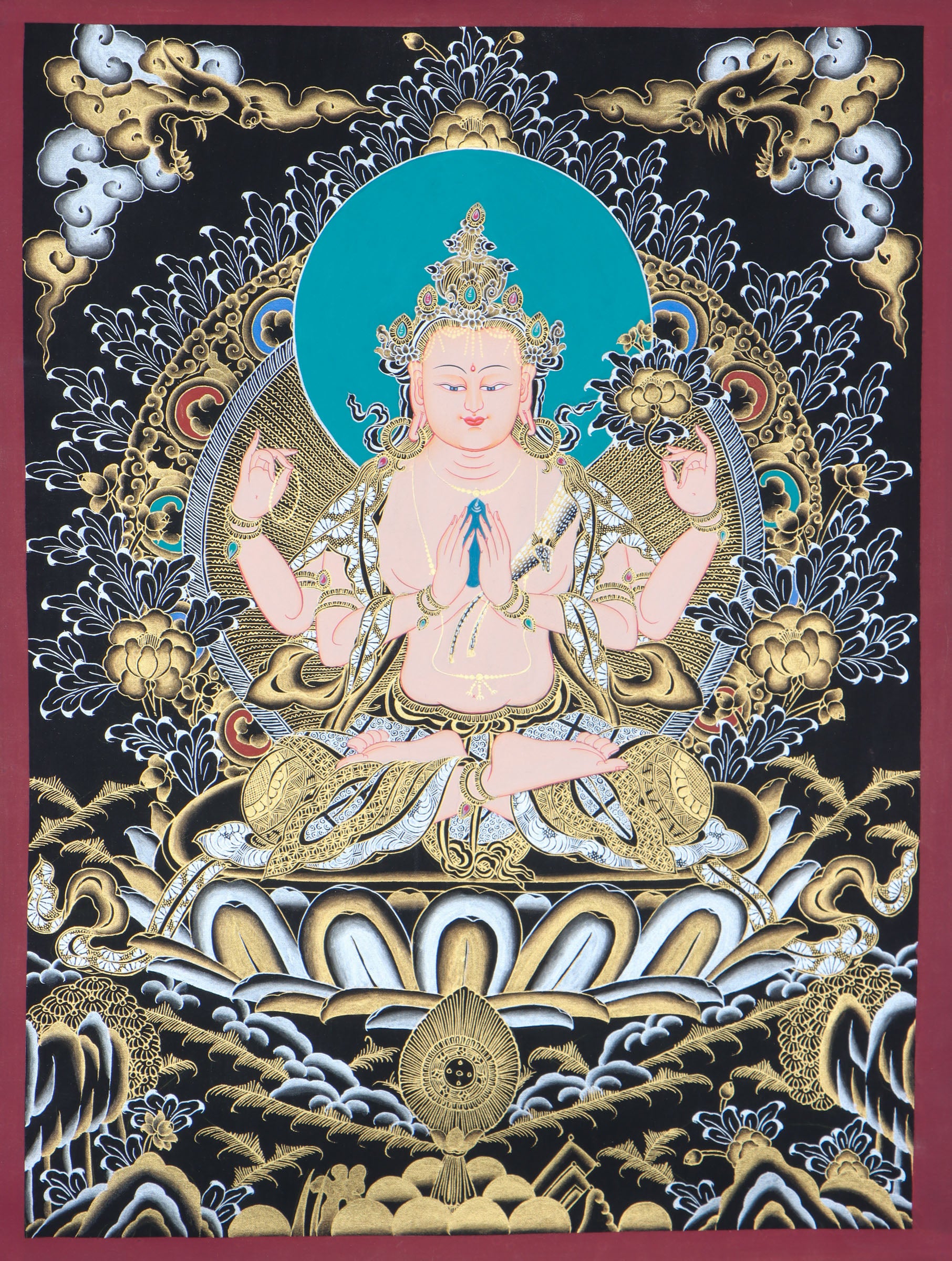 Chenrezig thangkas serve as objects of devotion and reverence.
