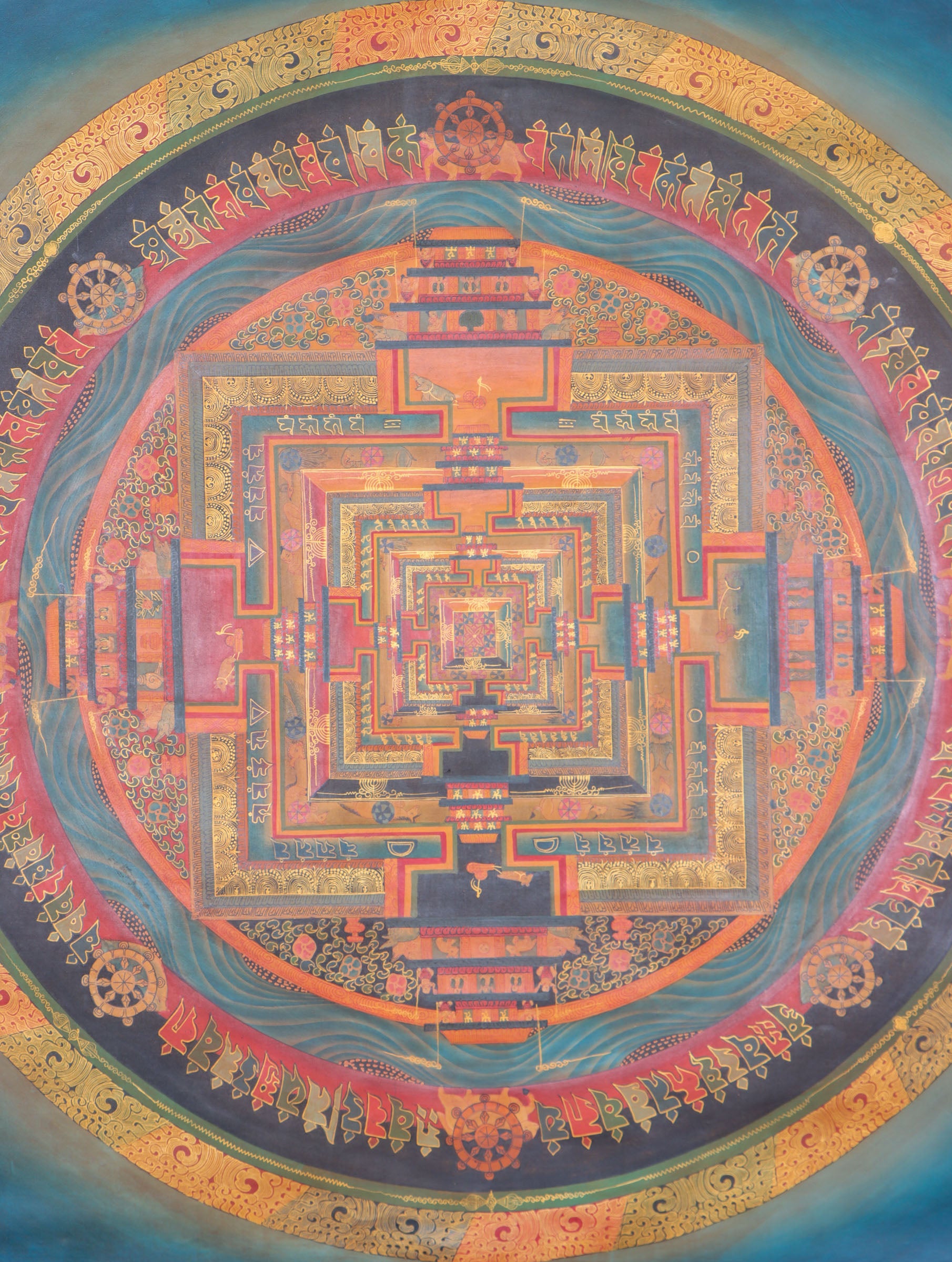 Kalachakra Mandala Thangka serves as an ideal tool for meditation and contemplation, providing a path to spiritual enlightenment.