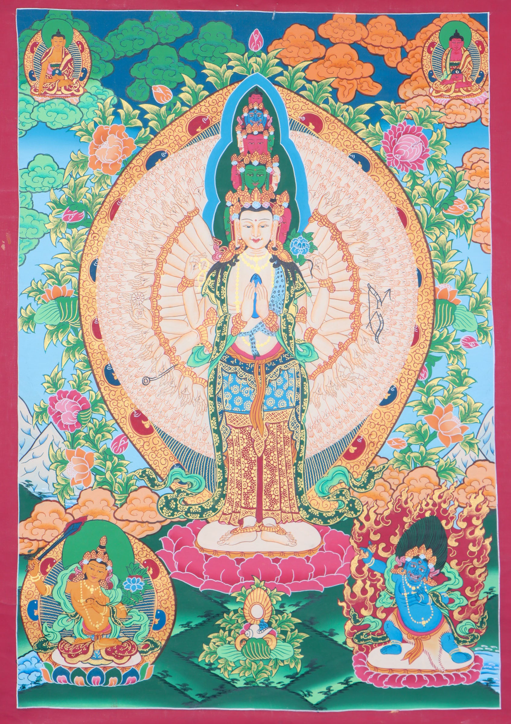 Avalokiteshvara Thangka for Home Decoration and Chakra Healing.