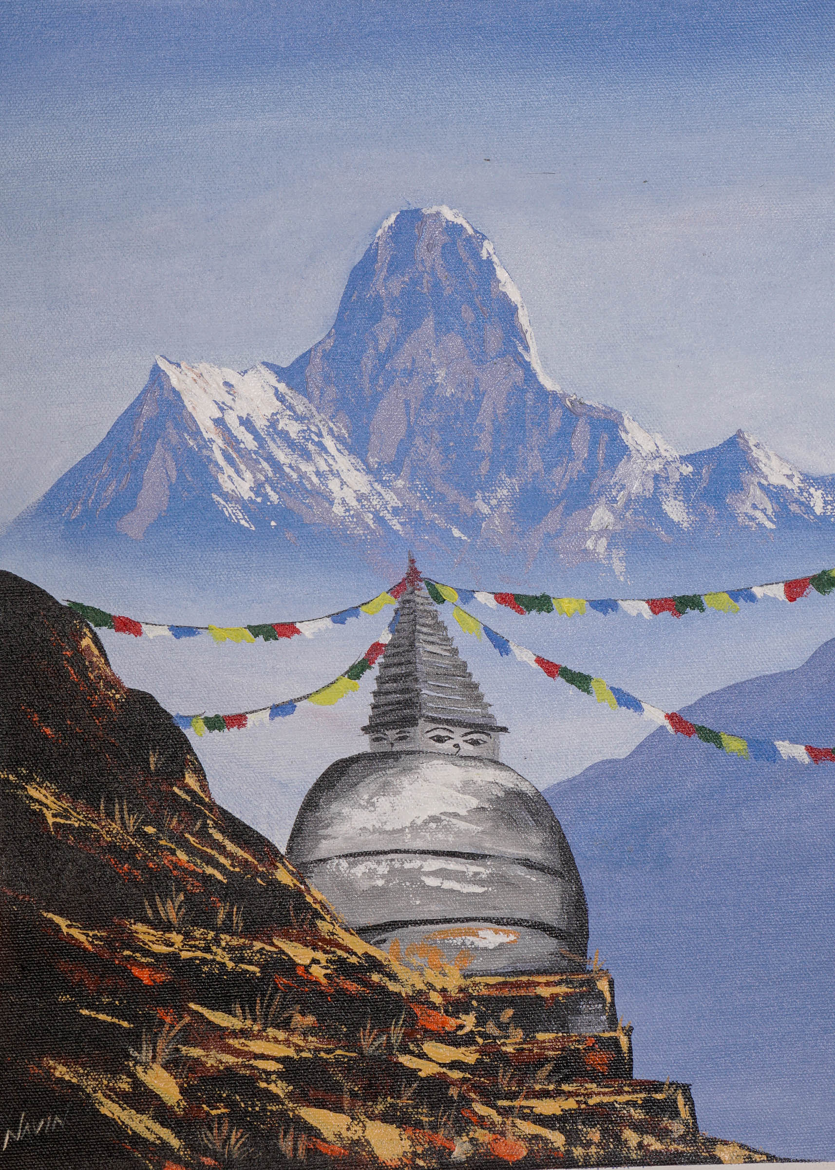 Tenzin Norgay Stupa Landscape painting with Himalayas range