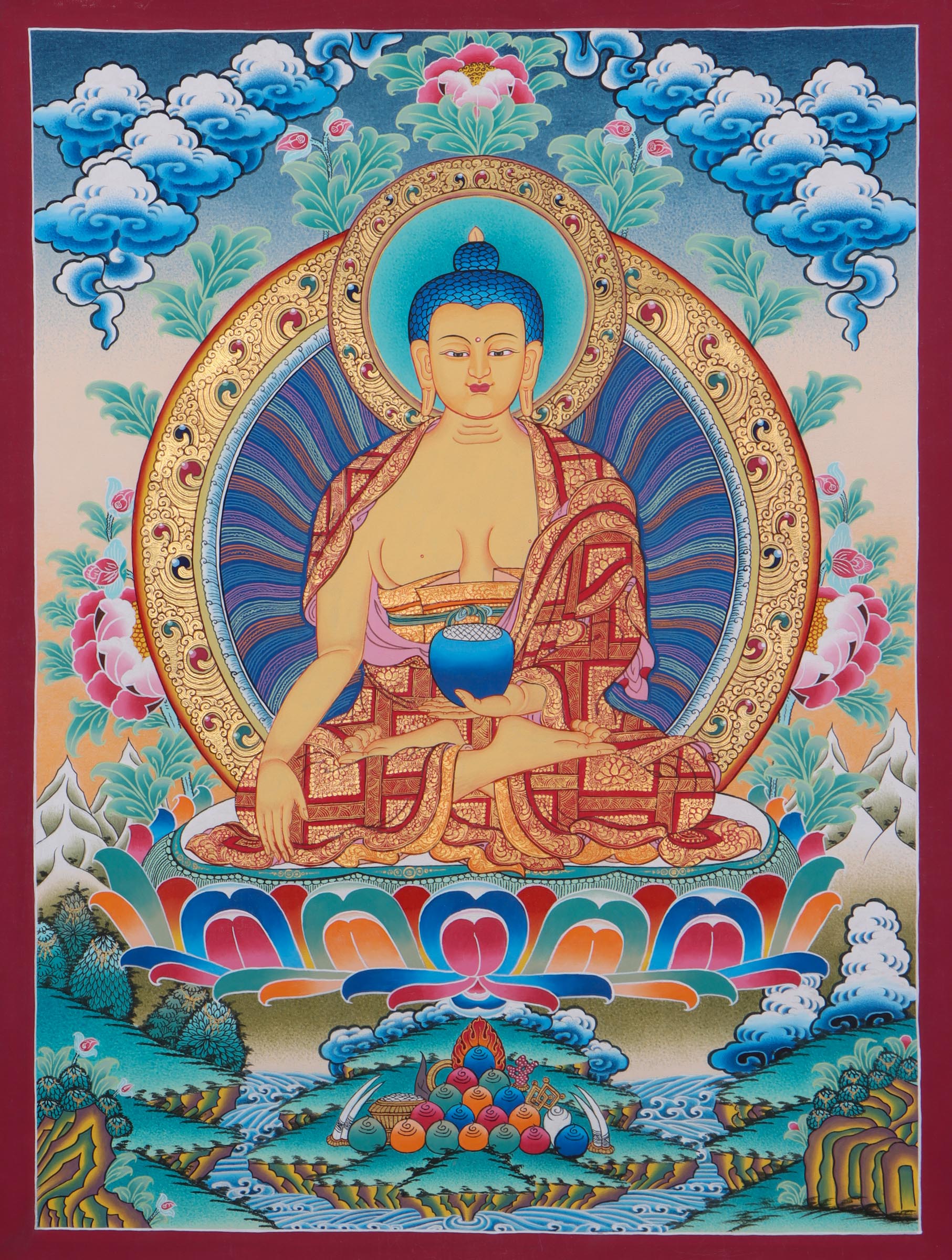 Enlightenment Buddha Thangka Painting for meditation and wall hanging home decor