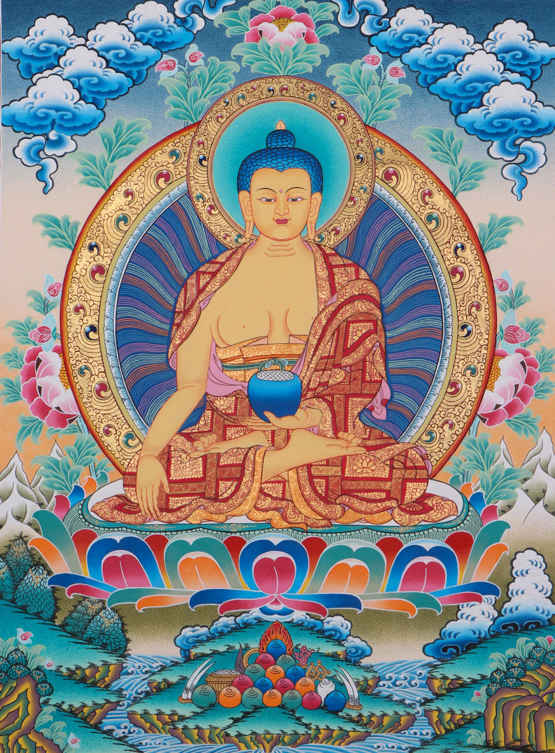Enlightenment Buddha Thangka Painting for meditation and wall hanging home decor