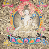 White Tara Thangka - Tibetan Painting