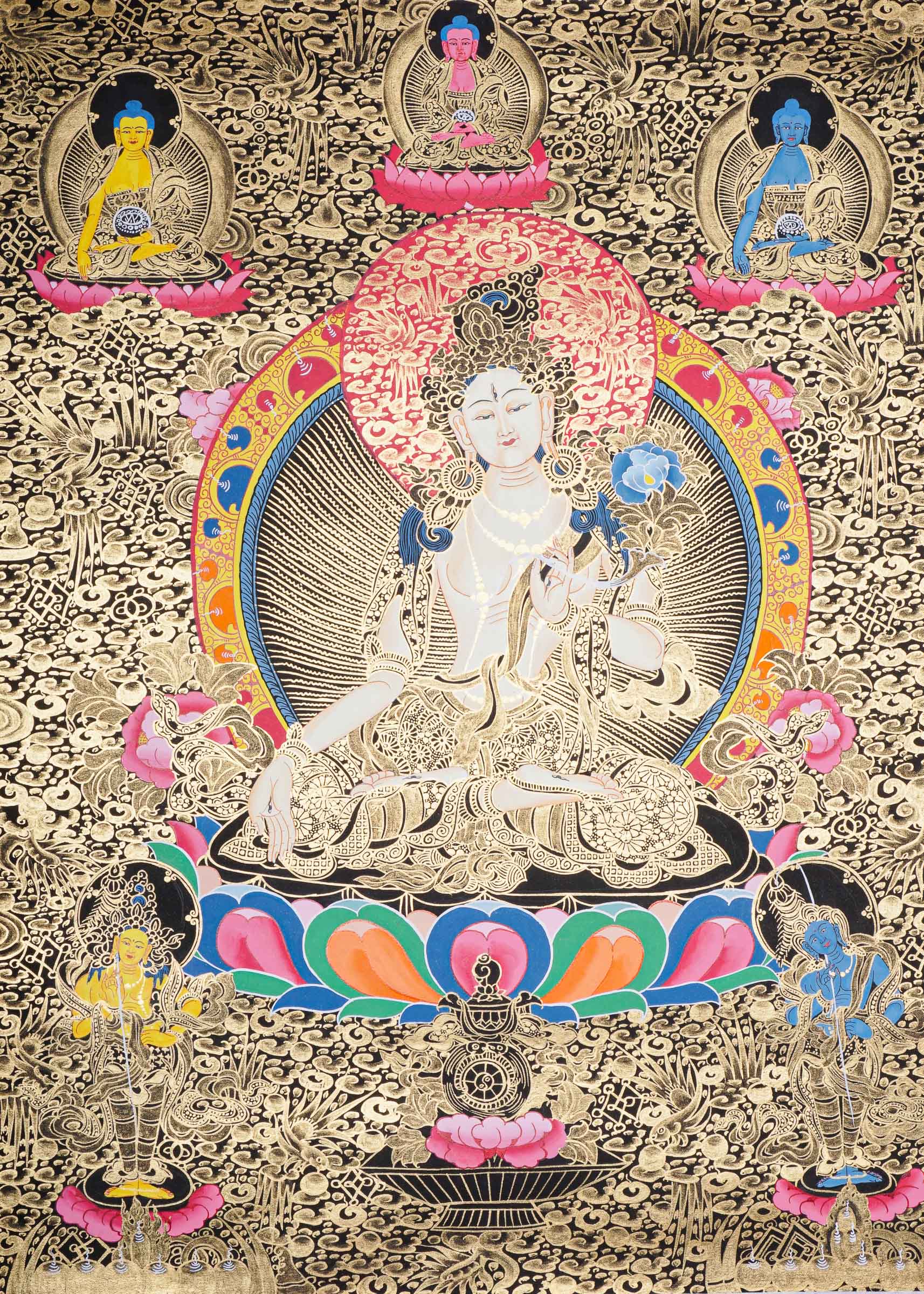 White Tara Thangka - Tibetan Painting