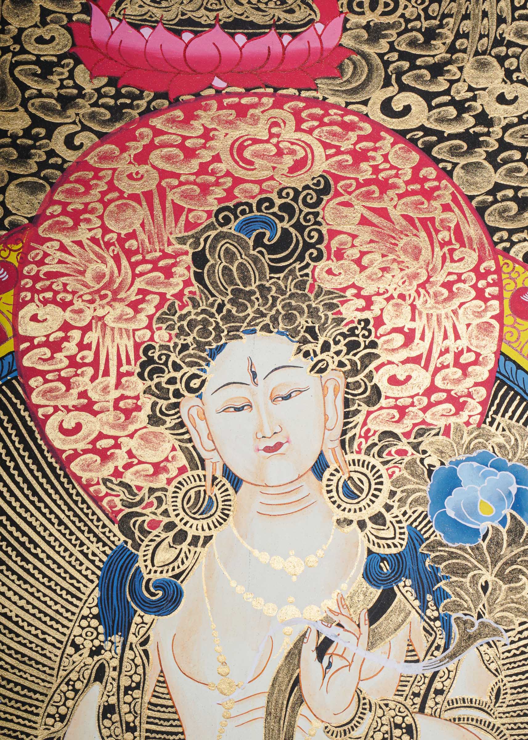White Tara Thangka - Tibetan Painting