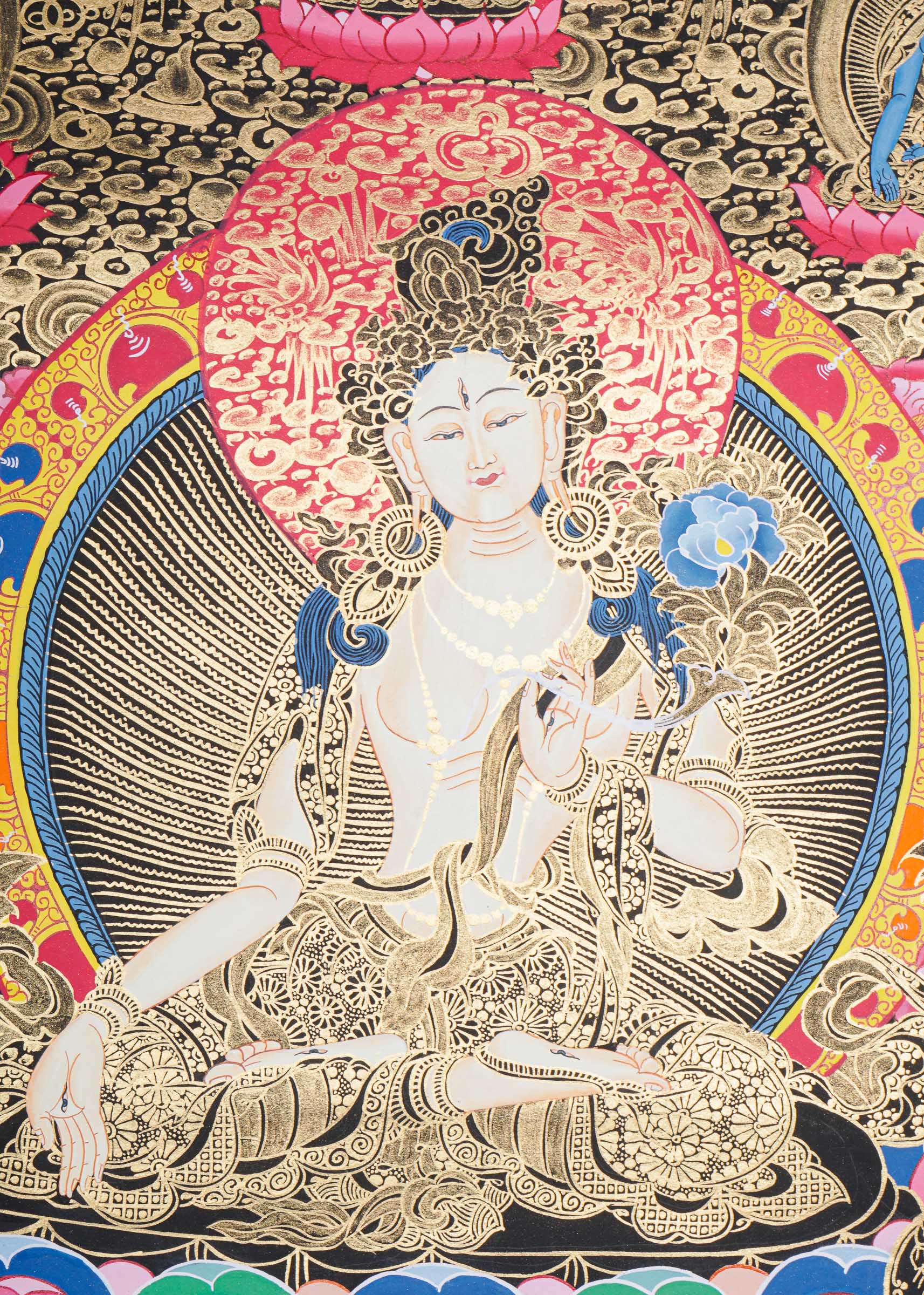 White Tara Thangka - Tibetan Painting