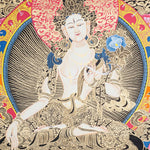 White Tara Thangka - Tibetan Painting