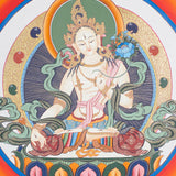White Tara Thangka - Female deity painting