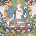 White Tara Thangka is the female Bodhisattva of compassionate action.
