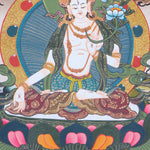 White Tara Thangka is the female Bodhisattva of compassionate action.