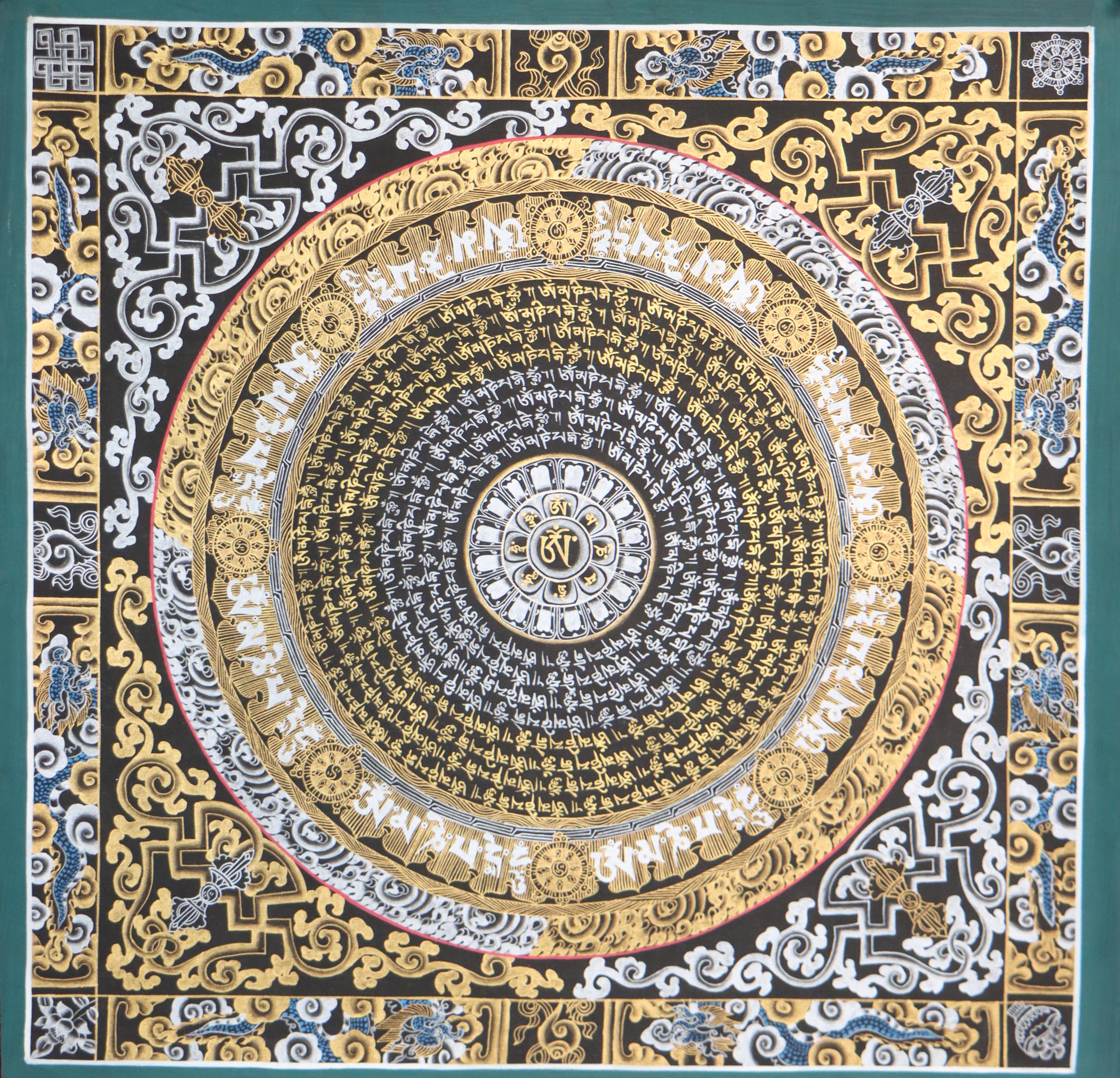 Om Mantra Mandala Thangka for spiritual practice.