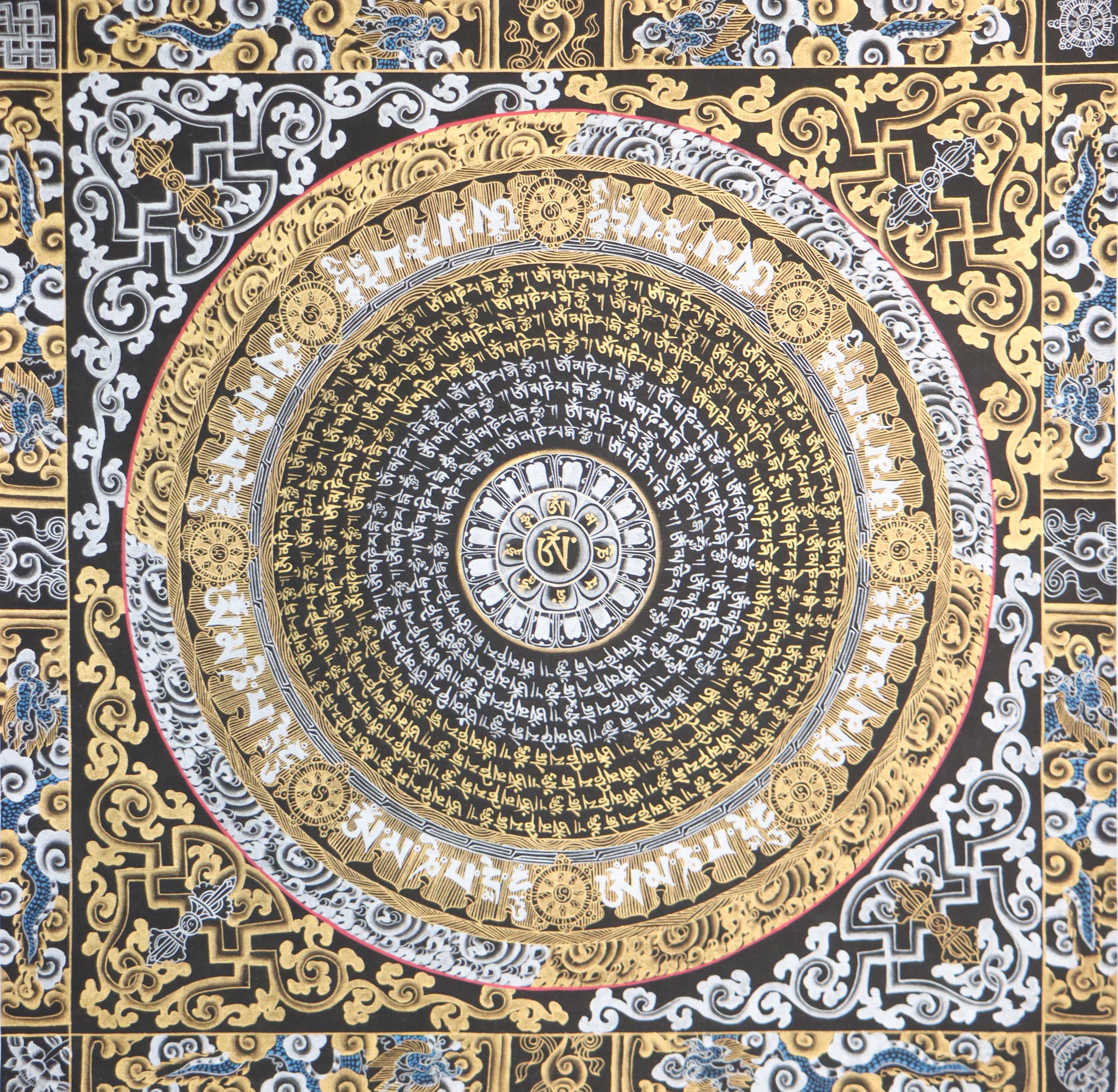 Om Mantra Mandala Thangka for spiritual practice.
