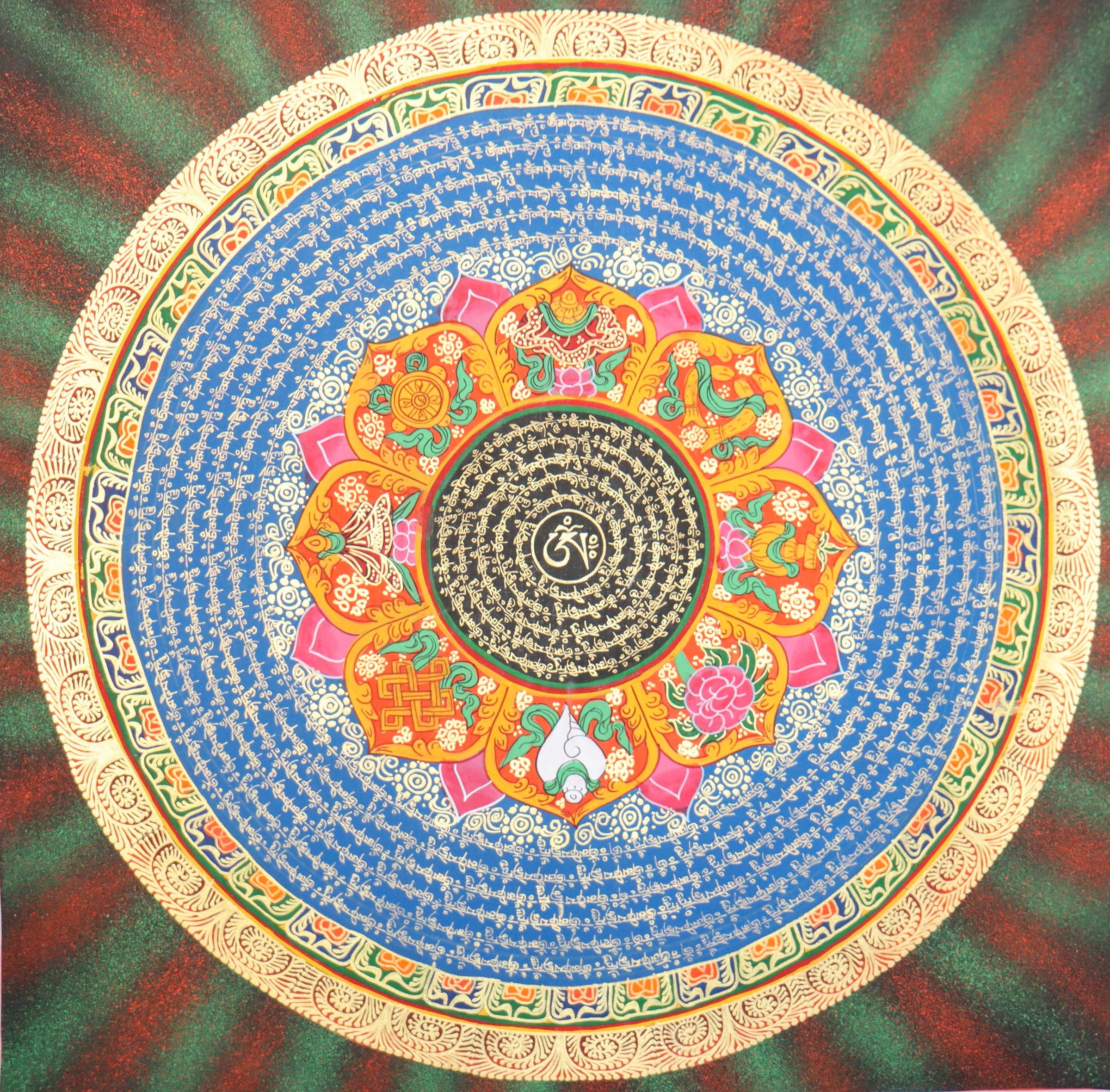 Mantra Mandala Thangka for mini altar spaces.