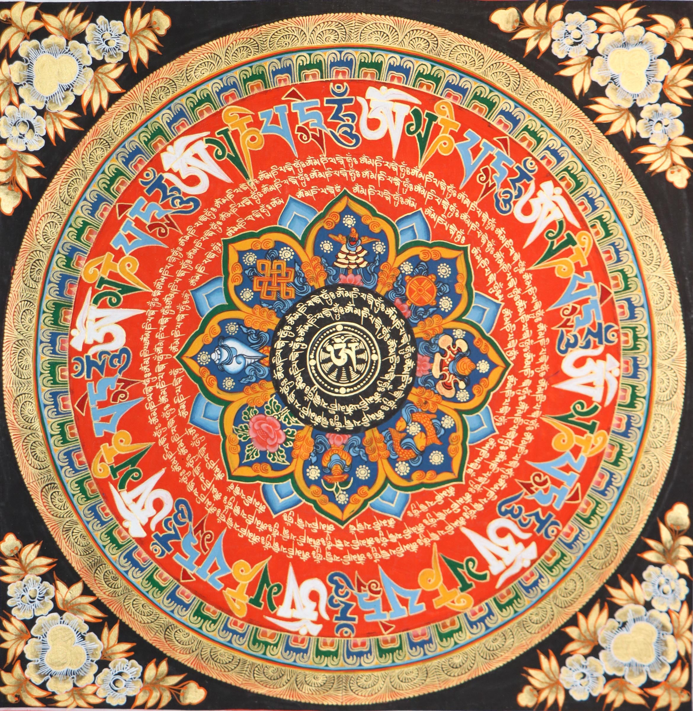 Mantra Mandala Thangka is used for spiritual practices.