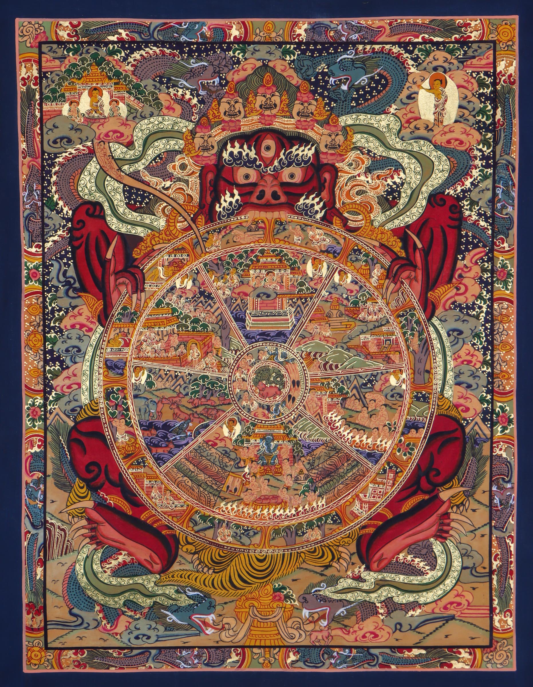 Samsara Thangka Painting on Canvas represent our life circle and way to enlightenment