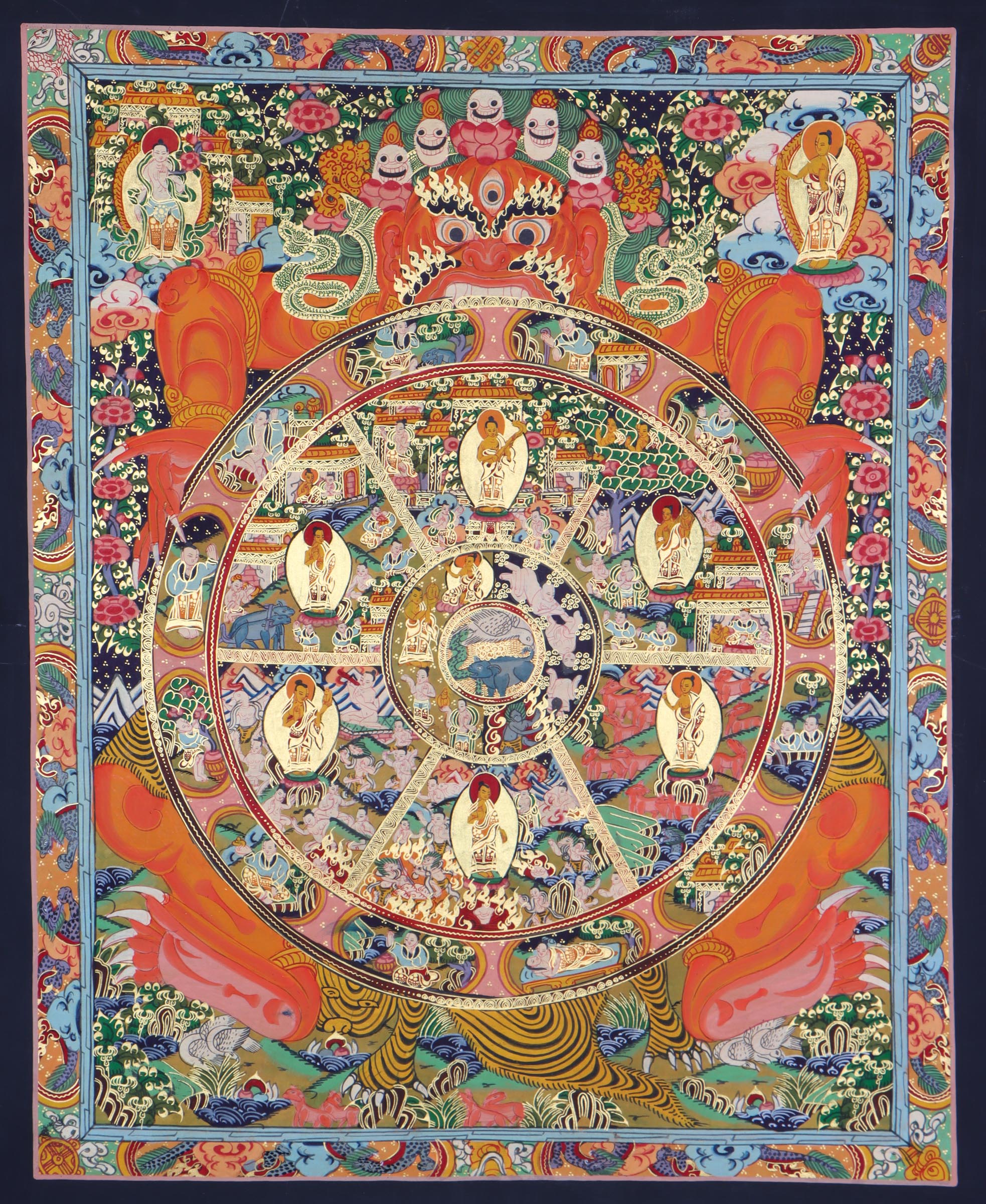 Wheel of life Thangka Painting - Buddhism Art of Spirituality and life existence