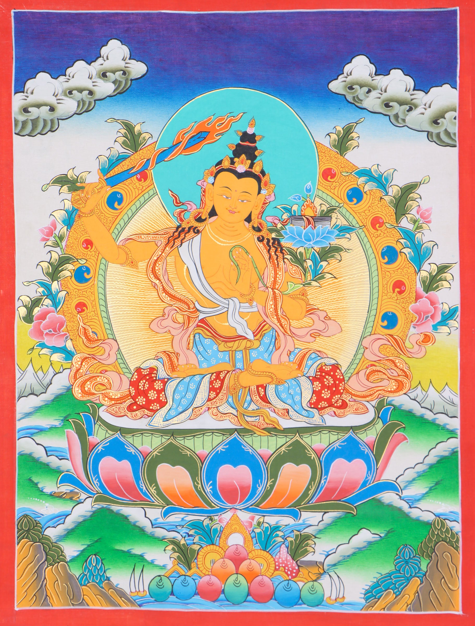 Manjushri Thangka for meditation, contemplation, and devotion.