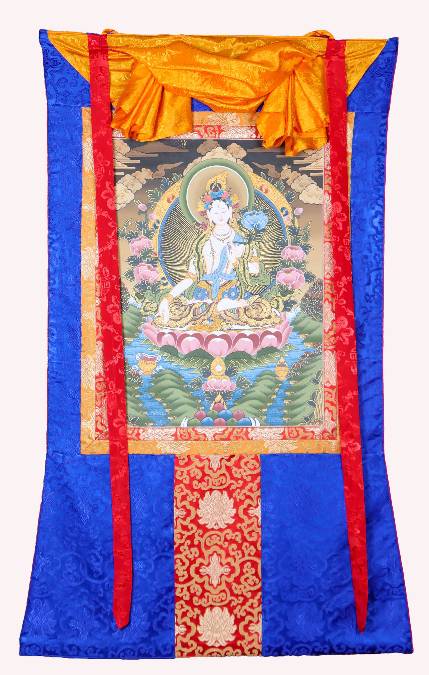 White Tara Thangka Painting for meditation.