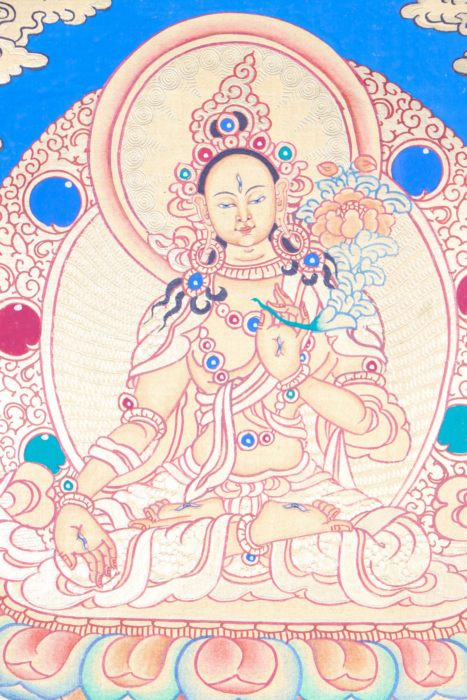 White Tara Thangka Painting is an ideal tool for meditative reflection.