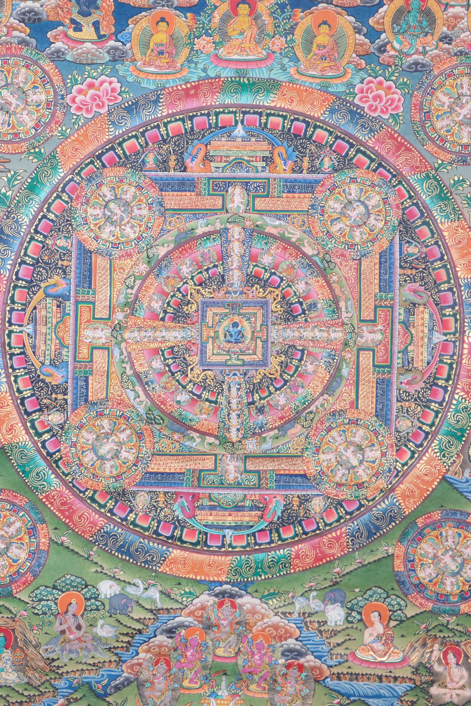 Vajradhara Mandala Thangka assists with meditation, contemplation, and the pursuit of wisdom and compassion.