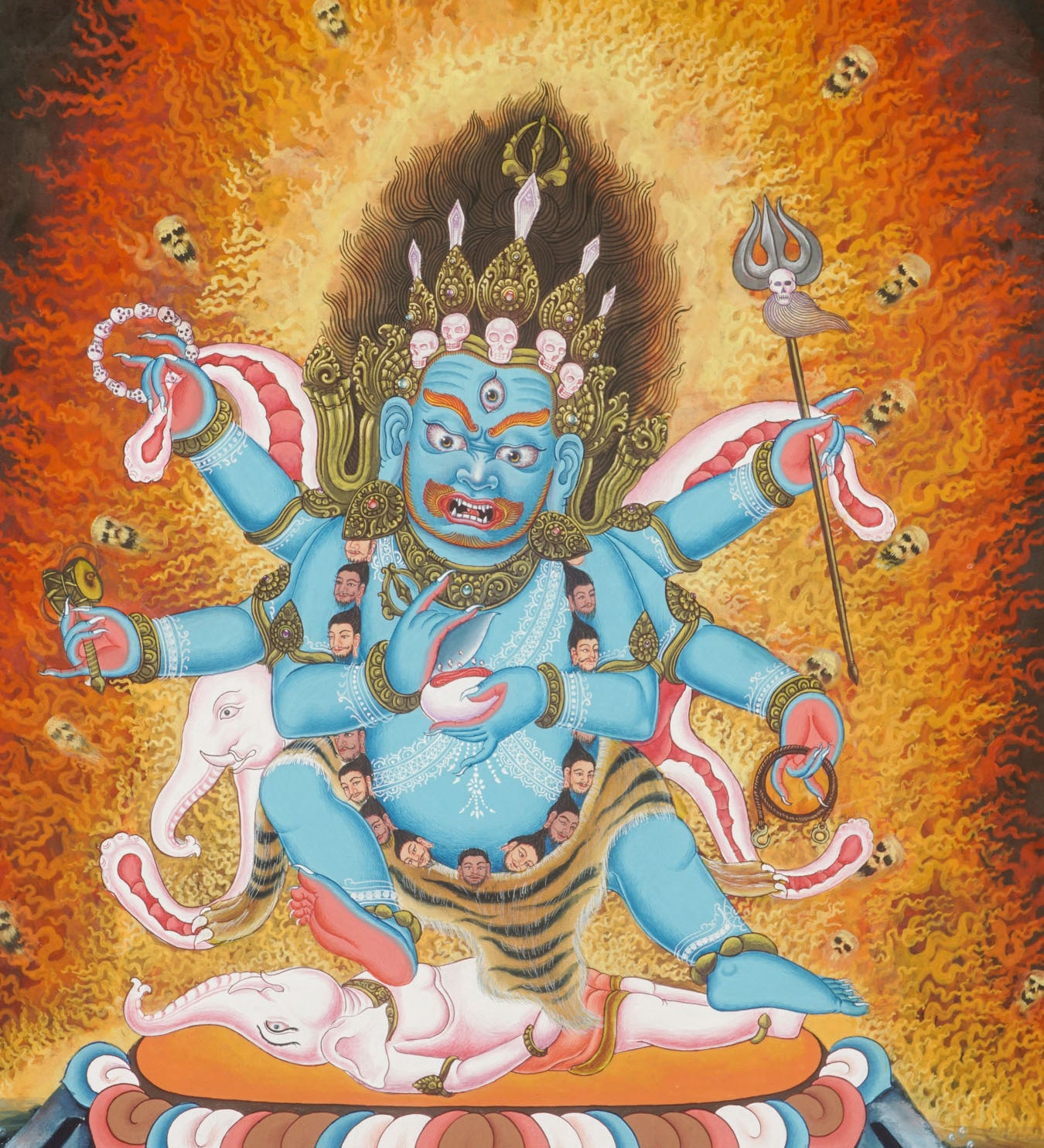 Three Mahakalas Thangka - Hand Painted Newari Art