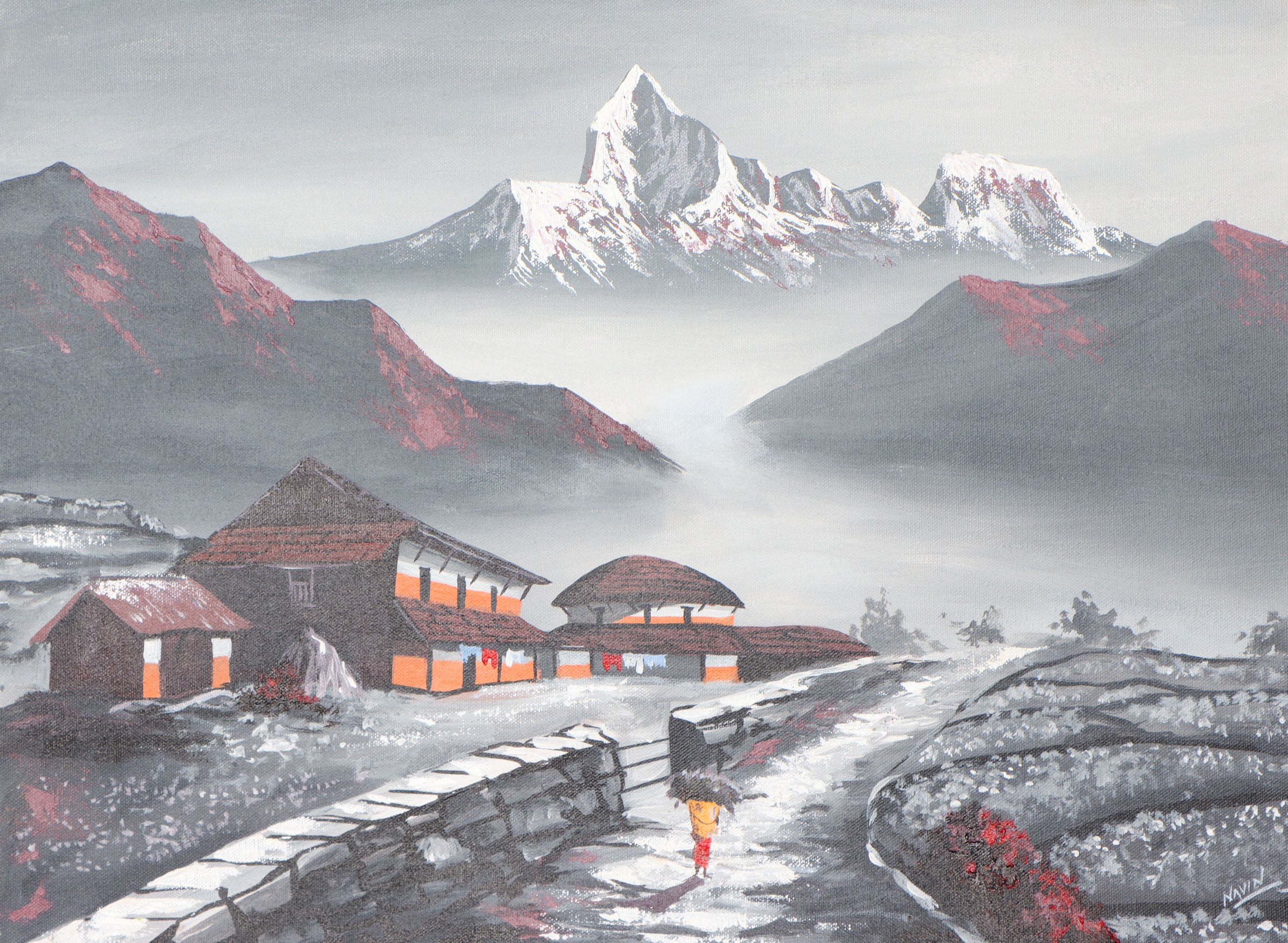 Oil Painting of Ama Dablam - Tibetan Art