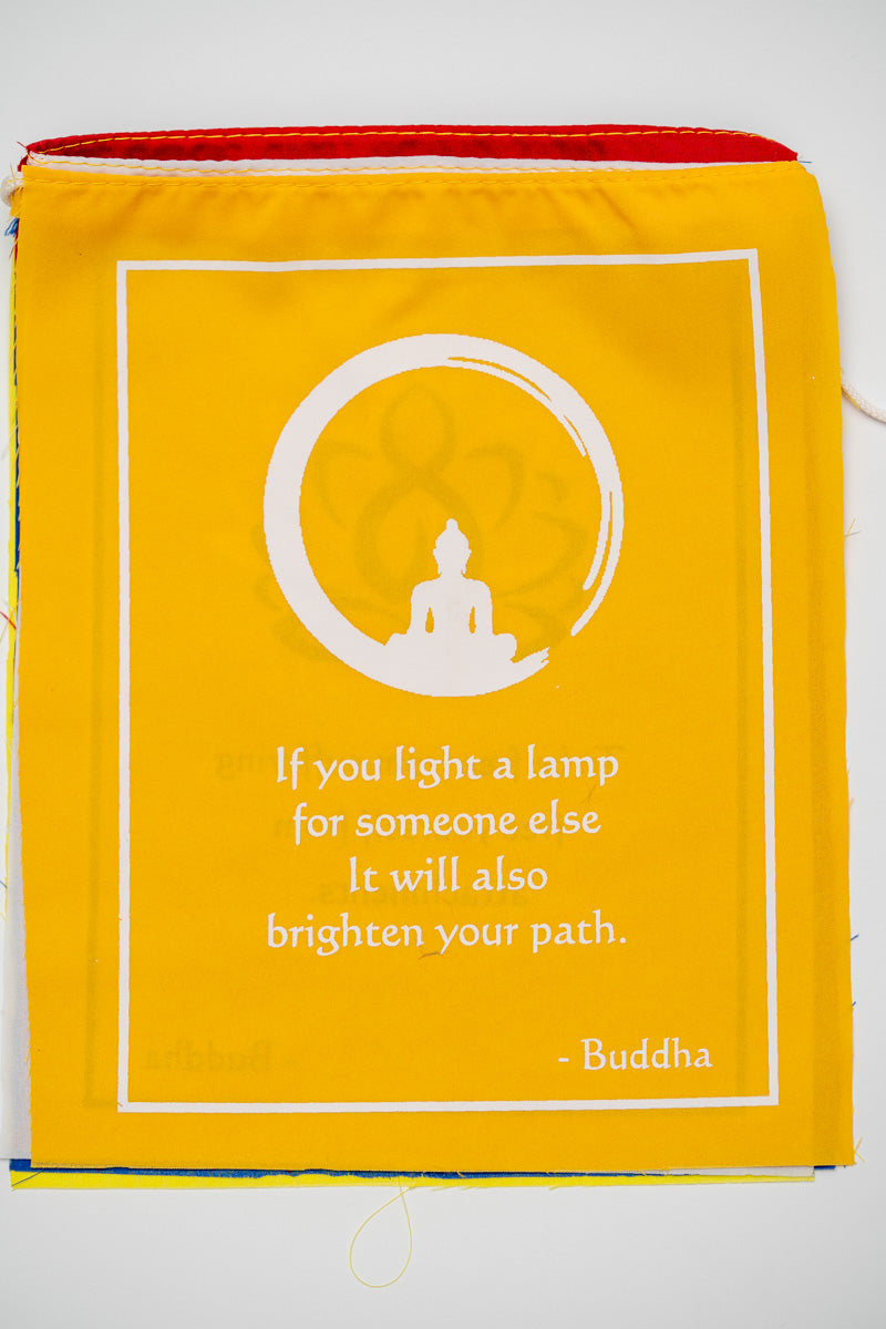 Buddha quote-adorned prayer flag