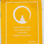 Buddha quote-adorned prayer flag