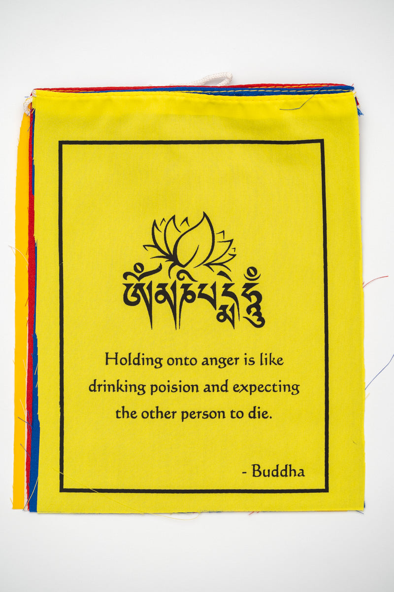 Buddha quote-adorned prayer flag