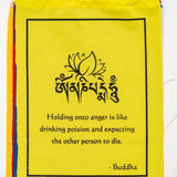 Buddha quote-adorned prayer flag