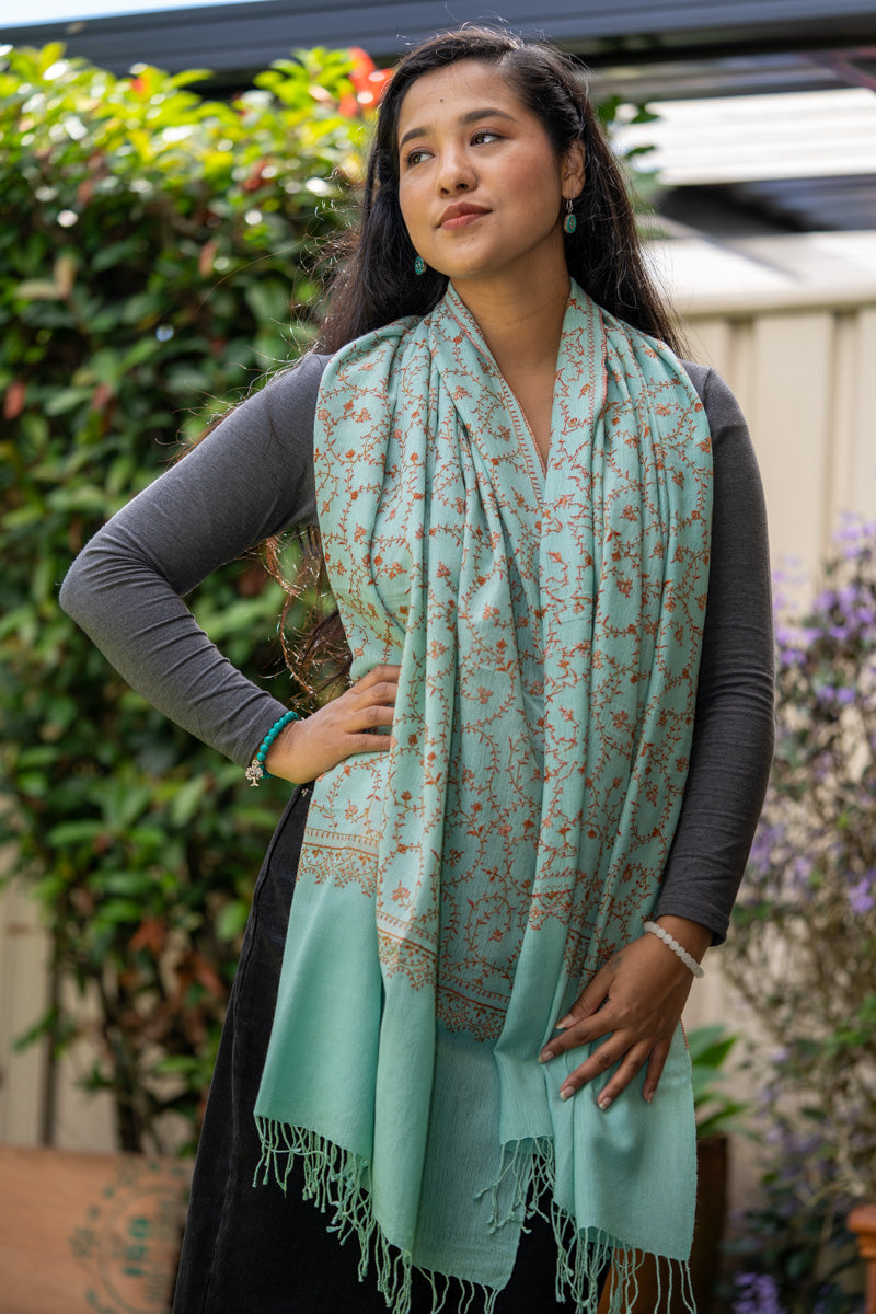Embroidered Pashmina Shawl - Himalayas Shop