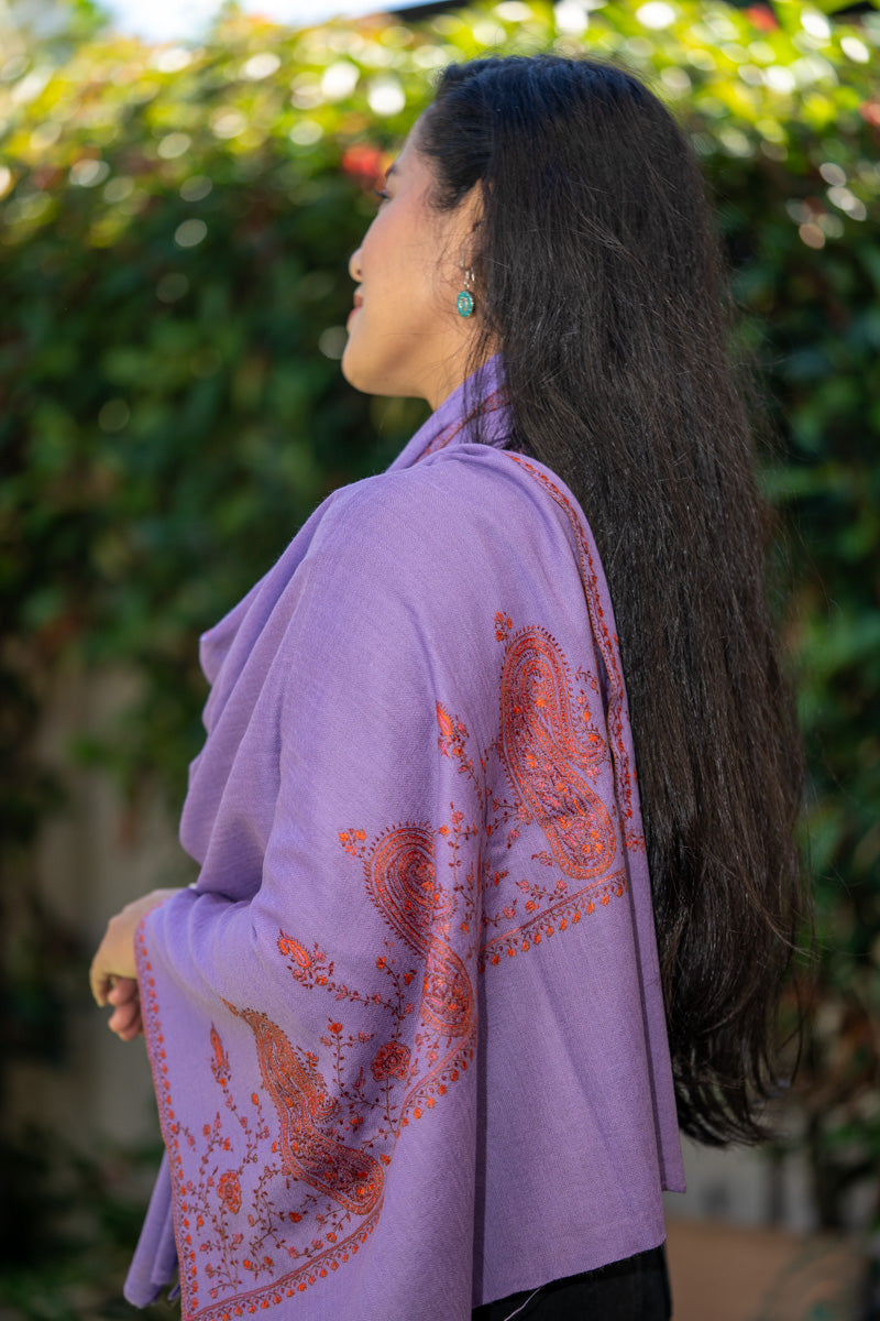 Hand Embroidered Pashmina Shawl - 100 % Cashmere