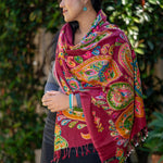 Heavy Embroidered Pashmina Shawl made with 100% cashmere.
