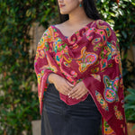 Heavy Embroidered Pashmina Shawl made with 100% cashmere.